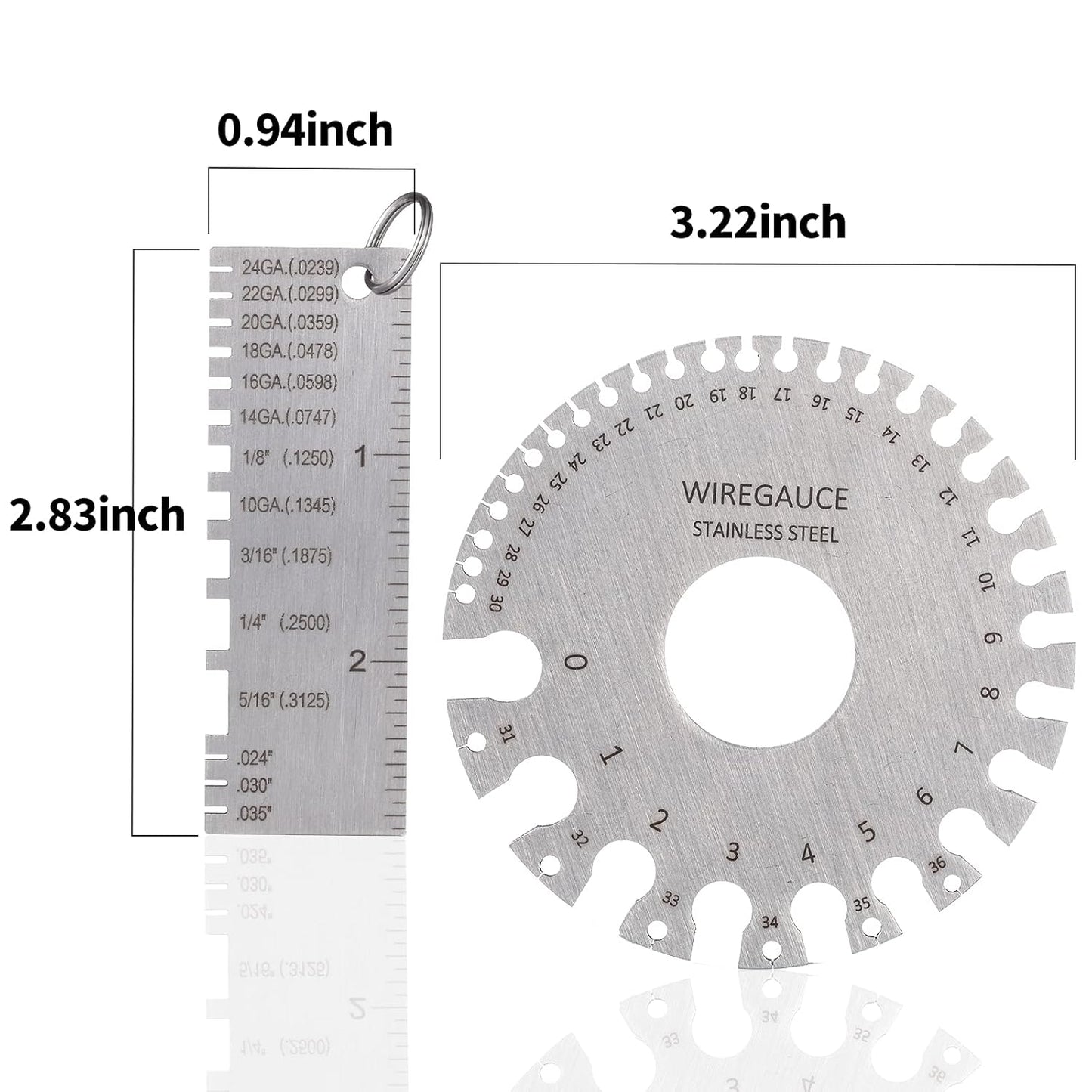 Metal Sheet Thickness Gauge & Dual-Sided Round Metal Sheet Gauge - Wire Measurement Tool Stainless Steel Welding Gage Material Wire Thickness Gage (Set of 3)