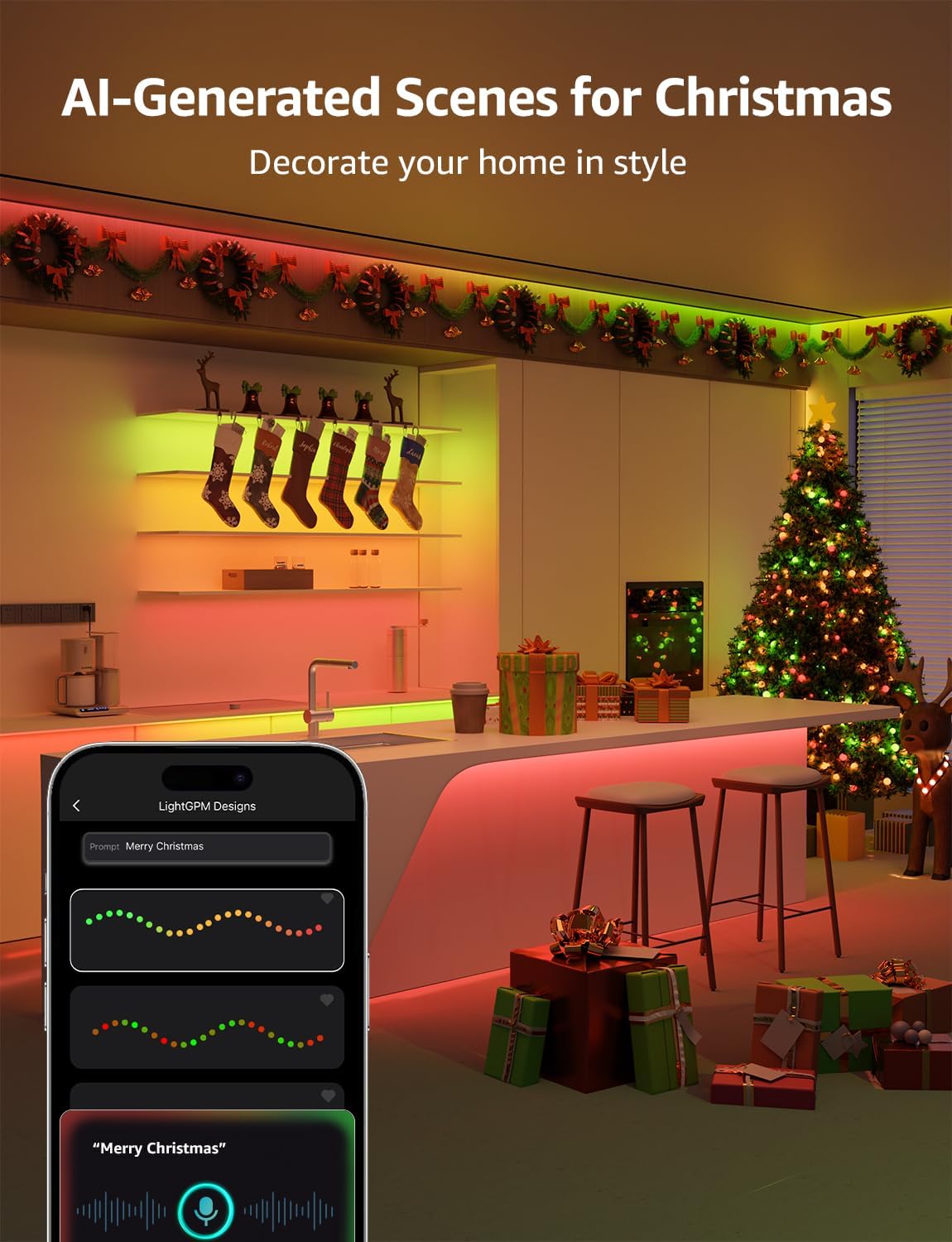 Lepro S1 AI LED Strip Lights for Bedroom - 100ft(2 Rolls of 50ft) Smart RGB Light Strips with IC and Rainbow Chasing Effects, Personalized Al Lighting Designer, No Remote, 2.4G Wi-Fi & Bluetooth
