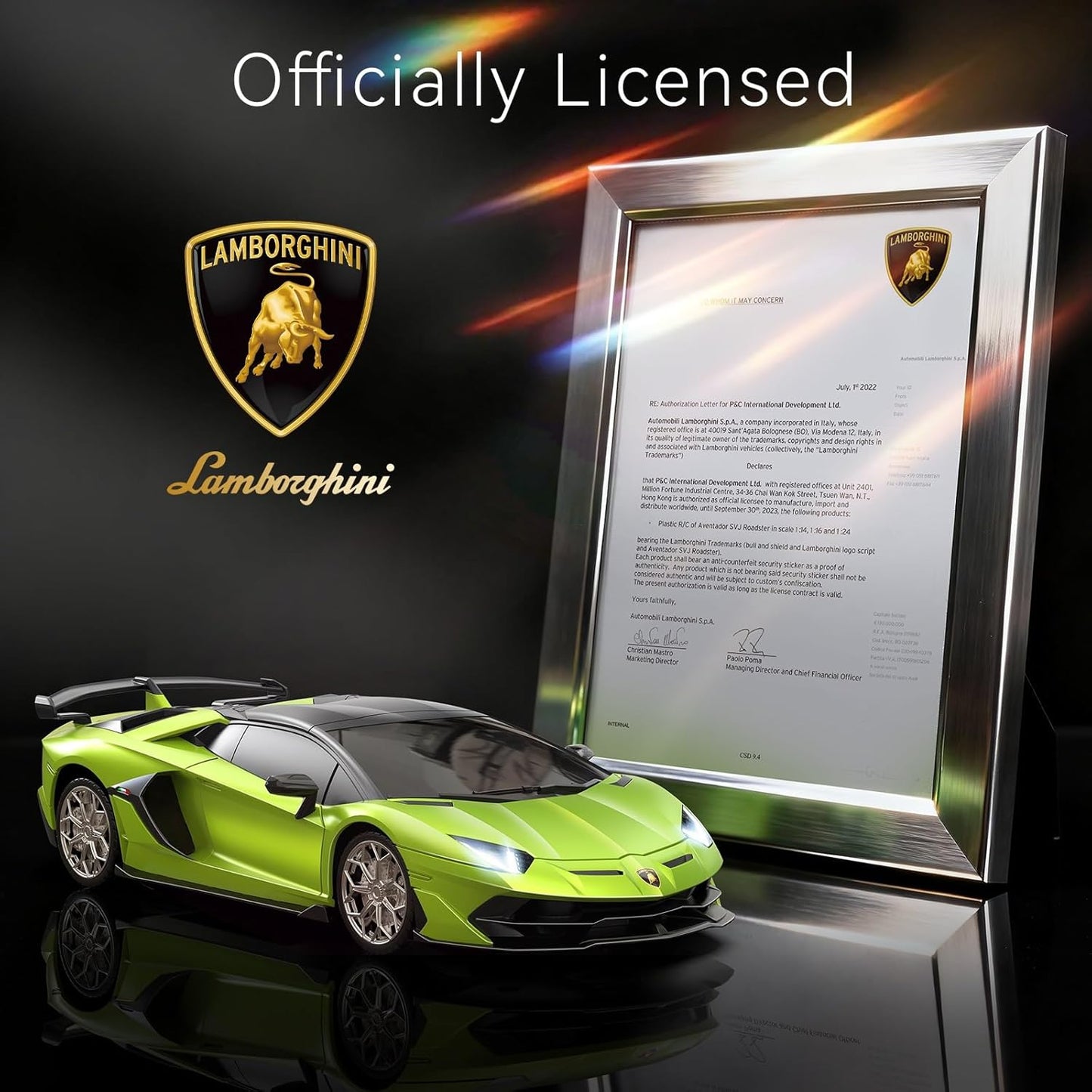 Lamborghini Remote Control Car, 1:24 Scale Electric Sport Racing Hobby Toy Car Lamborghini Model Vehicle for Boys Girls Birthday Gifts, Green