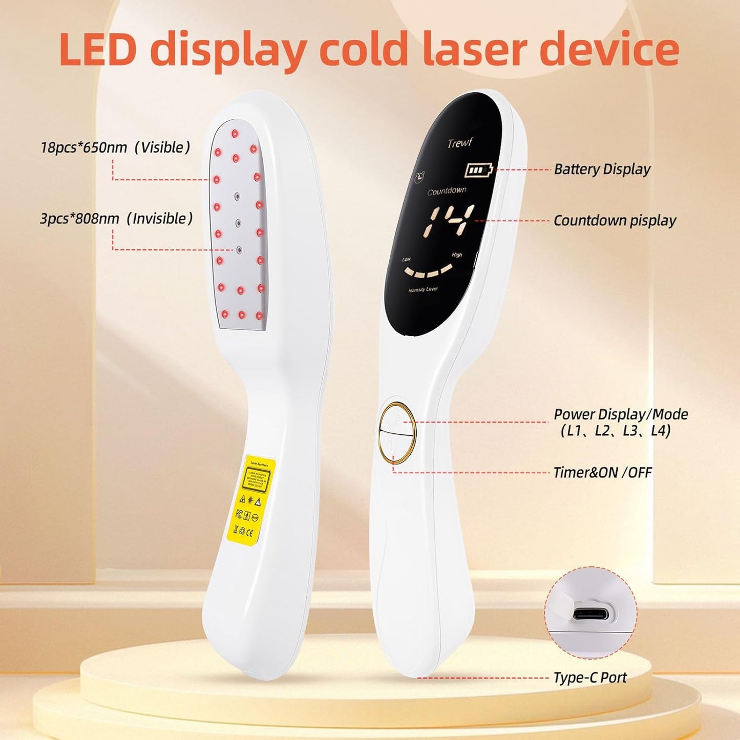 Cold Laser Therapy Device – Low Level Laser Therapy (LLLT) Wand 3x808nm + 18x650nm, Handheld Red & Infrared Light Therapy for Humans & Pets – Red Light Therapy for Dogs & Cats, Joint & Muscle Relief