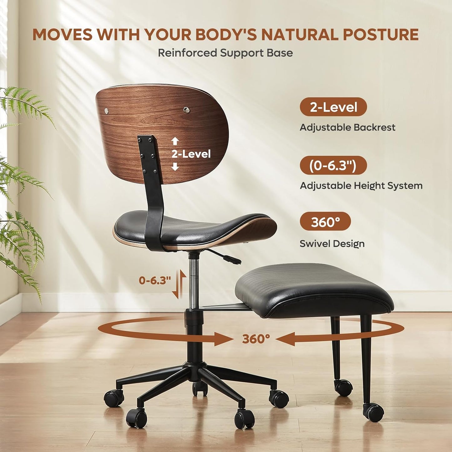 Bestier Cross Legged Office Chair with Wheels, Ergonomic Wide Meditation Chair for Adults up to 300 lbs, 360° Swivel Seat for ADHD, Strong Lumbar Support for Kneeling Meditation Black PU Leather