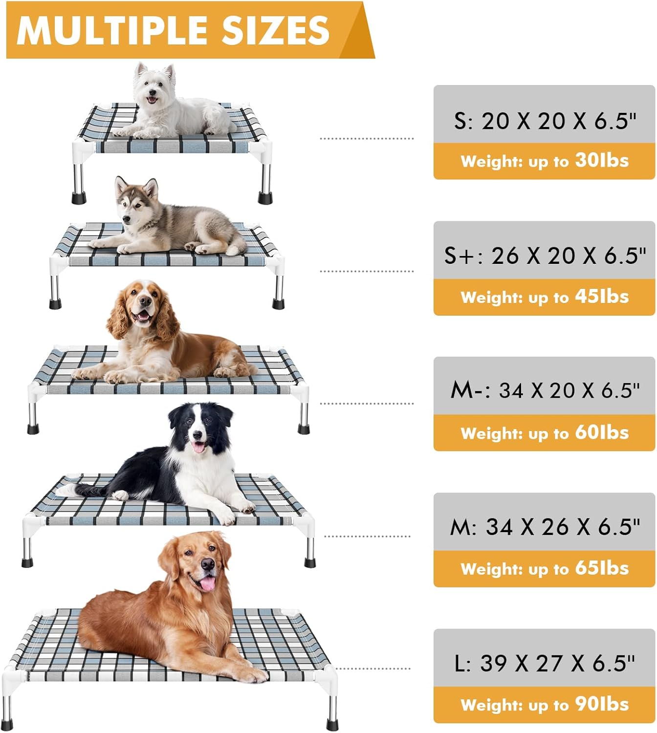 Elevated Outdoor Raised Dog Bed Outdoor Dogs Bed Lifted Pet Bed Dog Cot for Medium Pet Taste Life, Start with A Pet Bed 34'' x 26'' x 6.5''