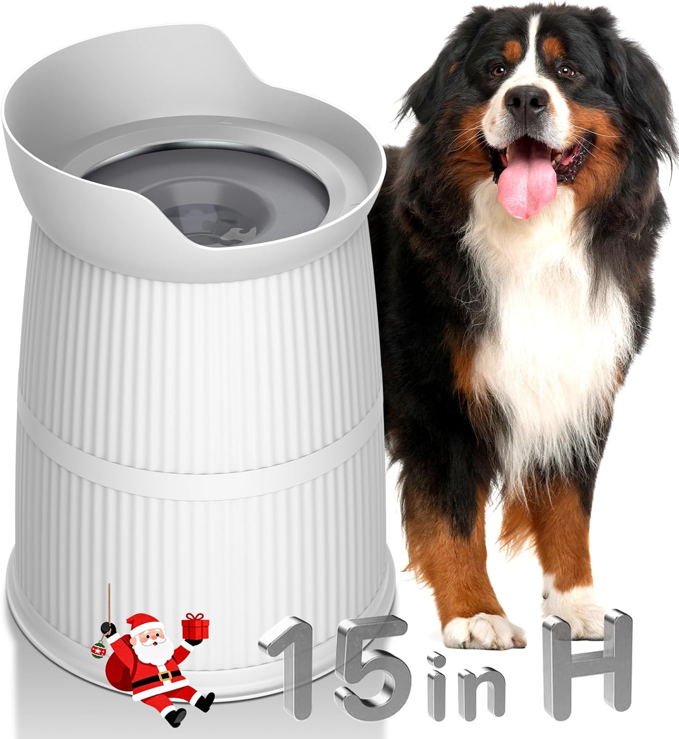Elevated Dog Bowls for Large Dogs-[15.4-inch high],4.4L No Spill Dog Water Bowl, Adjustable Raised Bowls,Stainless Steel Water Bowl/Non-Slip/Water Dispenser