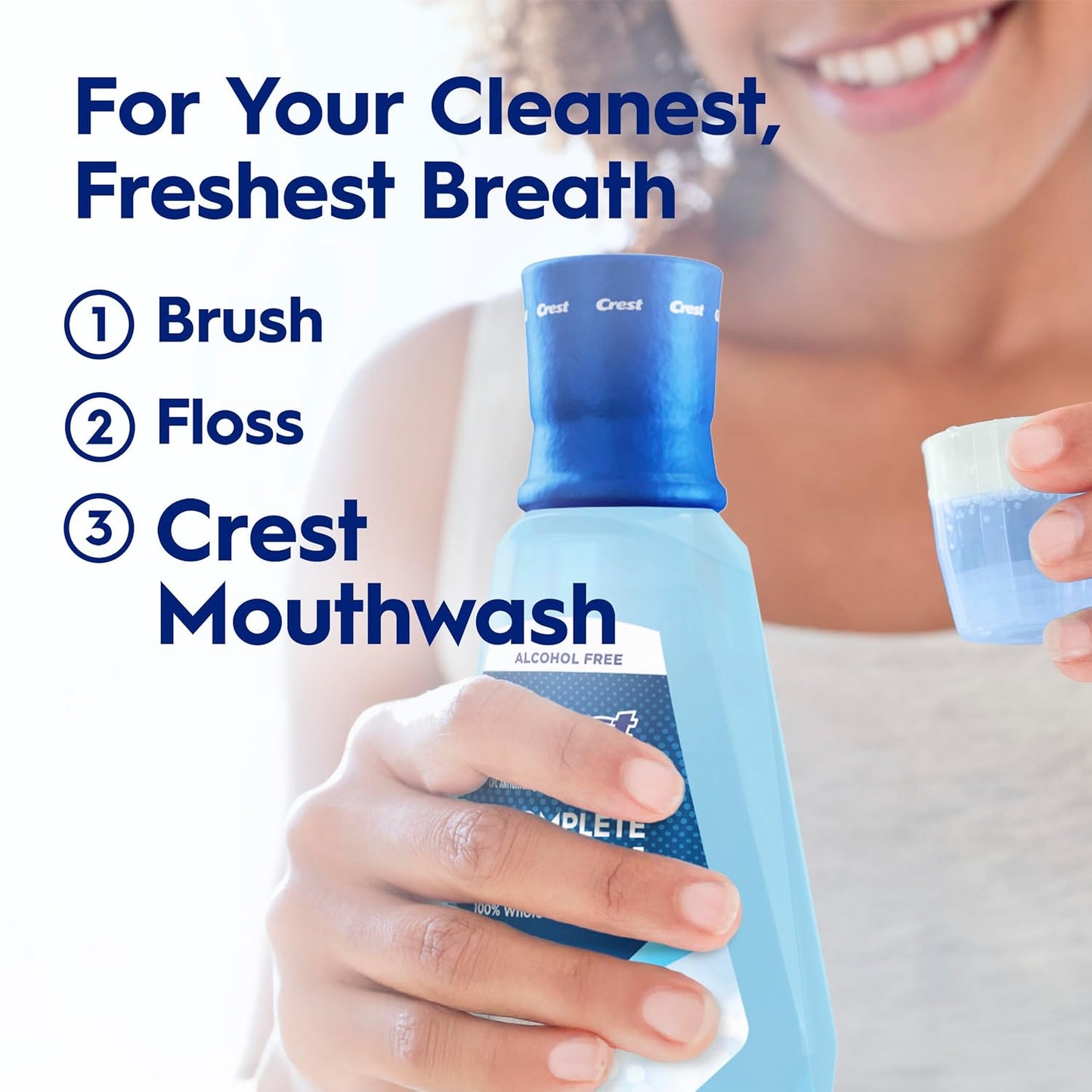 Crest Mouthwash Pro Health Complete Clean, CPC (cetylpyridinium chloride) Antigingivitis/Antiplaque, Alcohol Free, Clean Mint, 1 L (33.8 fl oz)