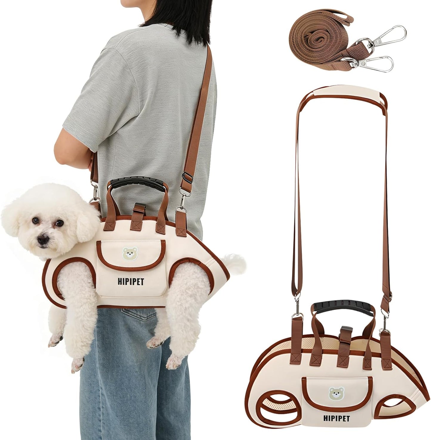 DZ Duozhan Dog Lift Harness for Small Dogs, Full Body Support Sling with Adjustable Handle for Senior Injured Disabled Pets, Hands-Free Shoulder Pet Carrier (Black, Small)