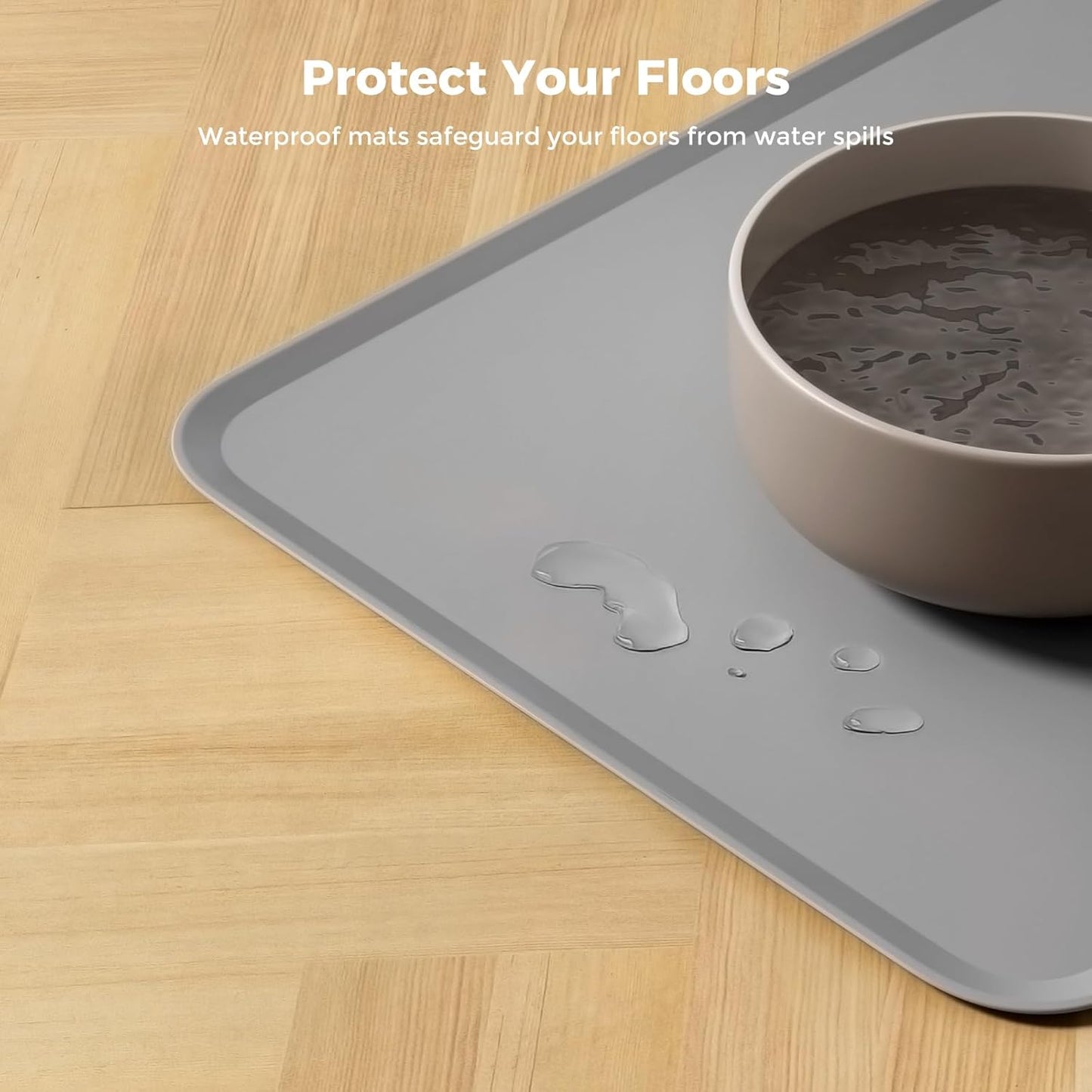 Silicone Pet Food Mat Waterproof - BPA Free Non-Slip Dog Feeding Mat with High Raised Edges - Spill-Proof Placemats for Cats and Dogs Food and Water Bowls 18.5"x11.5"