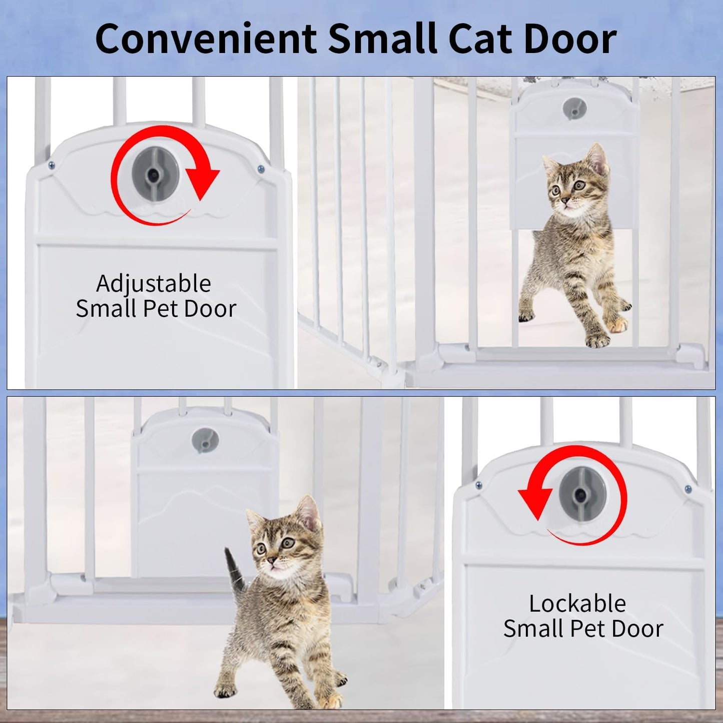 81.11" Extra Wide Baby Gate with Cat Door, Auto Close Pet Gates Dog Gate, Hardware Mounted Walk Through Swing Safety Baby Gates for Stairs, Doorways, Kitchen, House, 30" Tall, 3 Panels