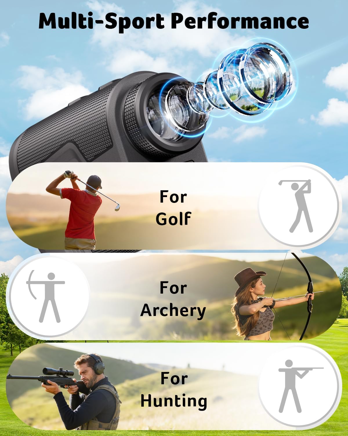Acer Gadget Golf Rangefinder with Slope - 800/1200Yards Range Finder for Hunting, 6X Magnification with Flag Pole Locking Vibration, Rechargeable Battery with Magnet Stripe, Golf Accessories for Men