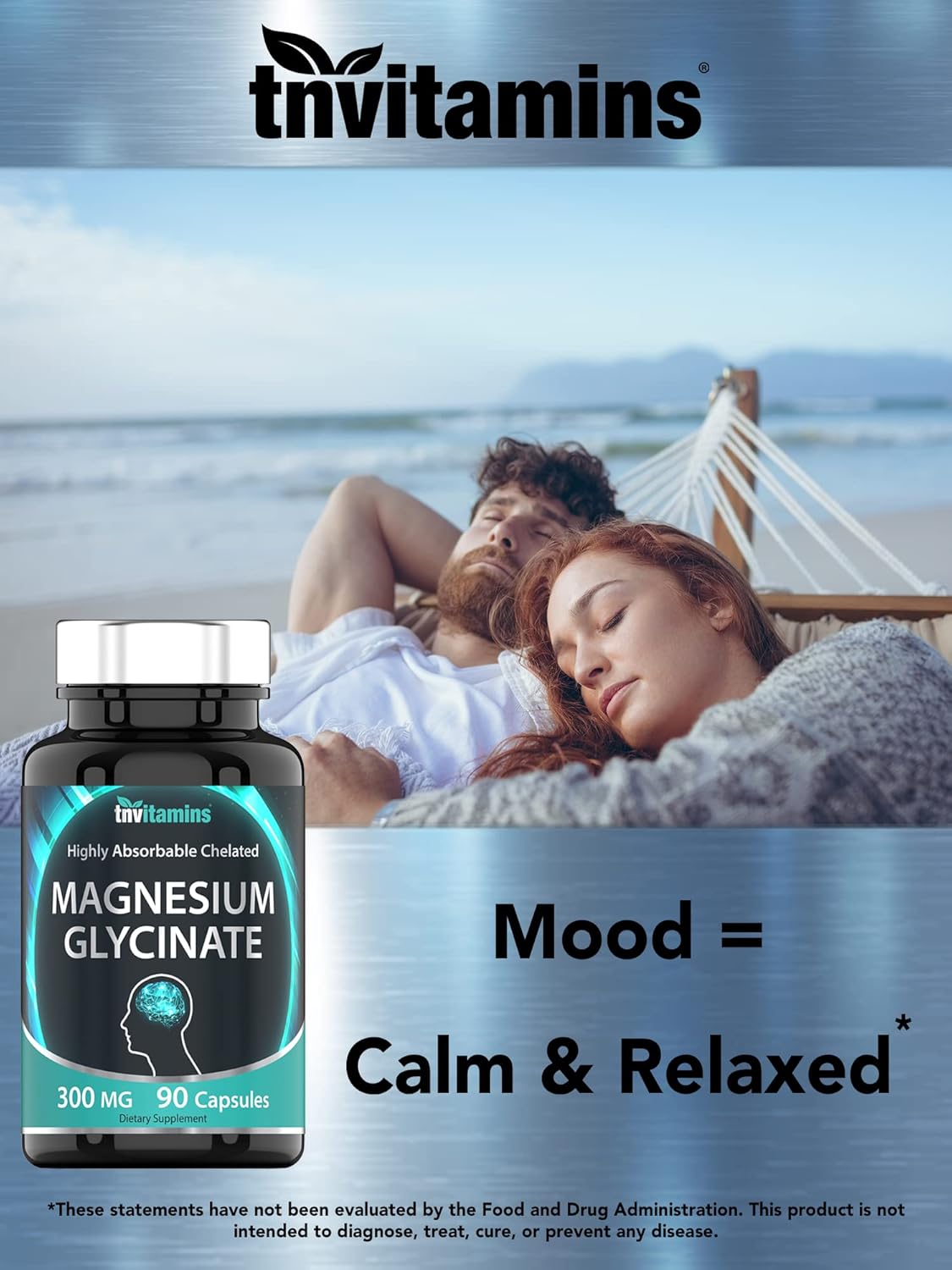 tnvitamins Magnesium Glycinate 300mg, 90 Capsules | High Absorption Chelated Magnesium for Sleep, Calm & Muscle Support* | Non-GMO, Gentle, Non-Laxative | TNVitamins