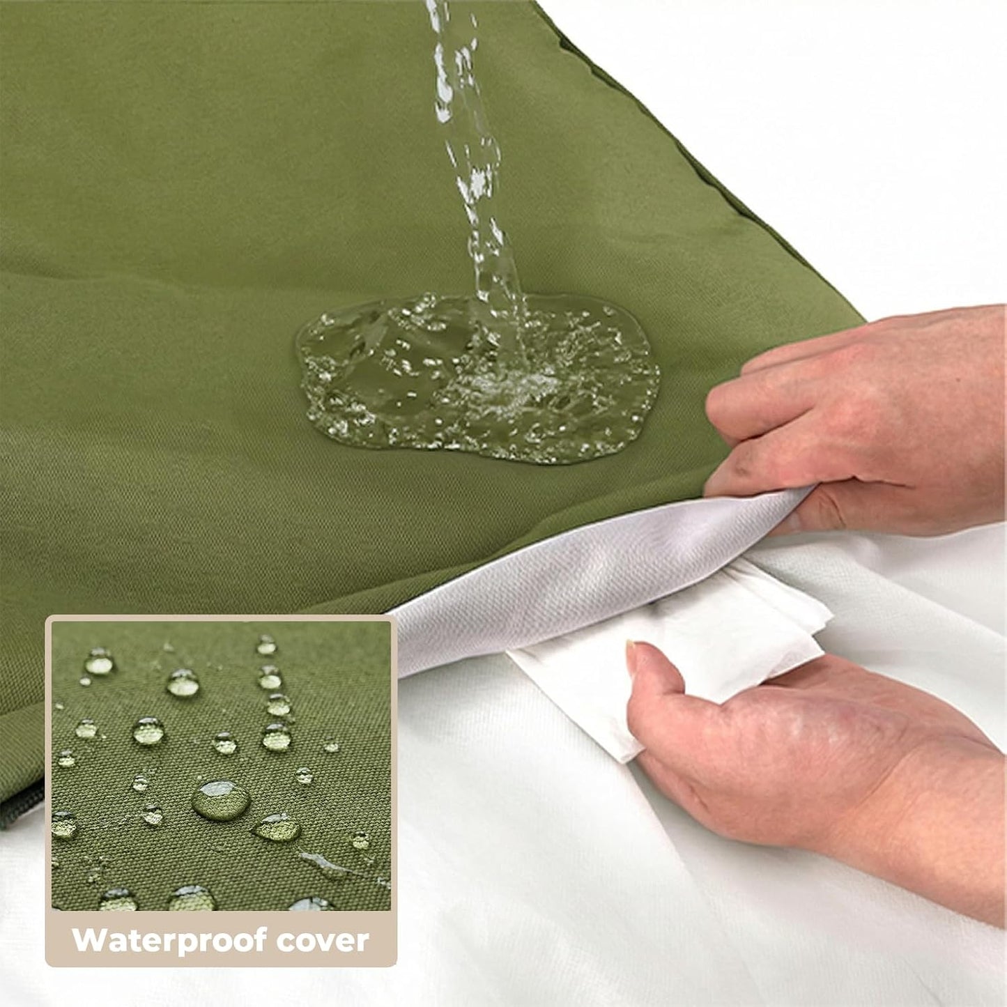 Sytopia Indestructible 방수 캔버스 야외 개 침대, 106.7cm(42인치) 씹기 방지 반려동물 침대, 초대형견용, 세탁 가능한 탈착식 커버, 실내 실외 파티오 패드, 그린