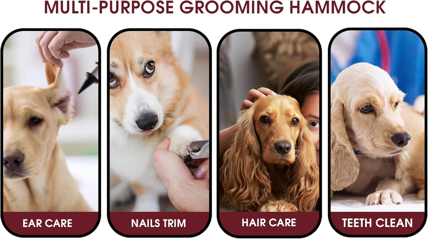 Dog Grooming Hammock for Small Dogs up to 30 lbs | 5-in-1 Pet Grooming Hammock with Glove for Nail Trimming | Small Dog Grooming Hammock Harness for Home Use