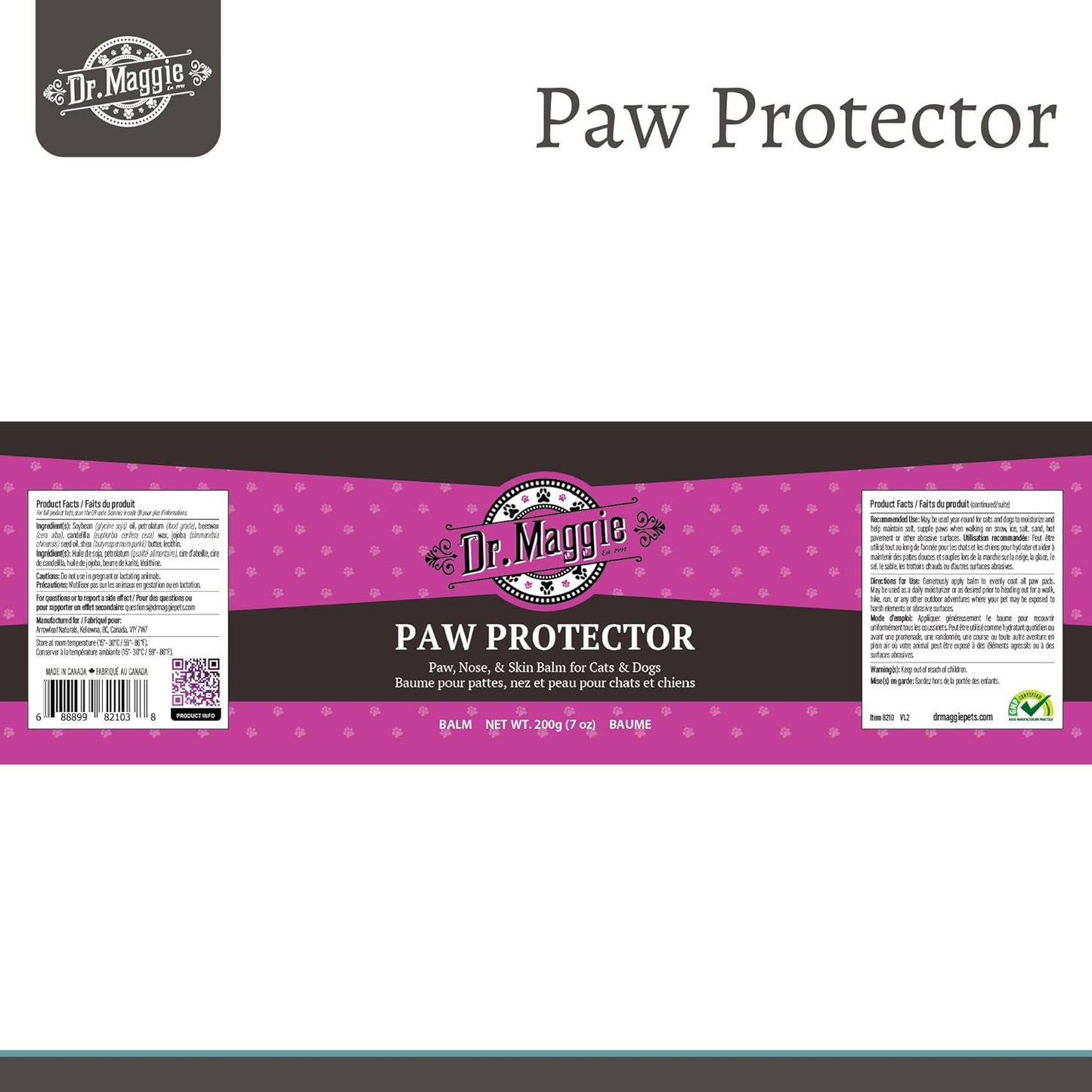 Dr. Maggie Paw Protector for Dogs and Cats | Ice, Snow, Salt, Chemicals, Hot Pavement | 200g