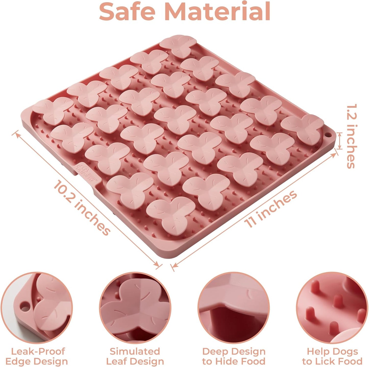 Puzzle Feeder Snuffle Mat for Dogs, Lick Mat for Dogs to Slow Down Eating, Dog Puzzle Toys for Large and Medium Breed Dogs, Silicone Dog Bowls for Dry, Wet, Raw Food, Pink