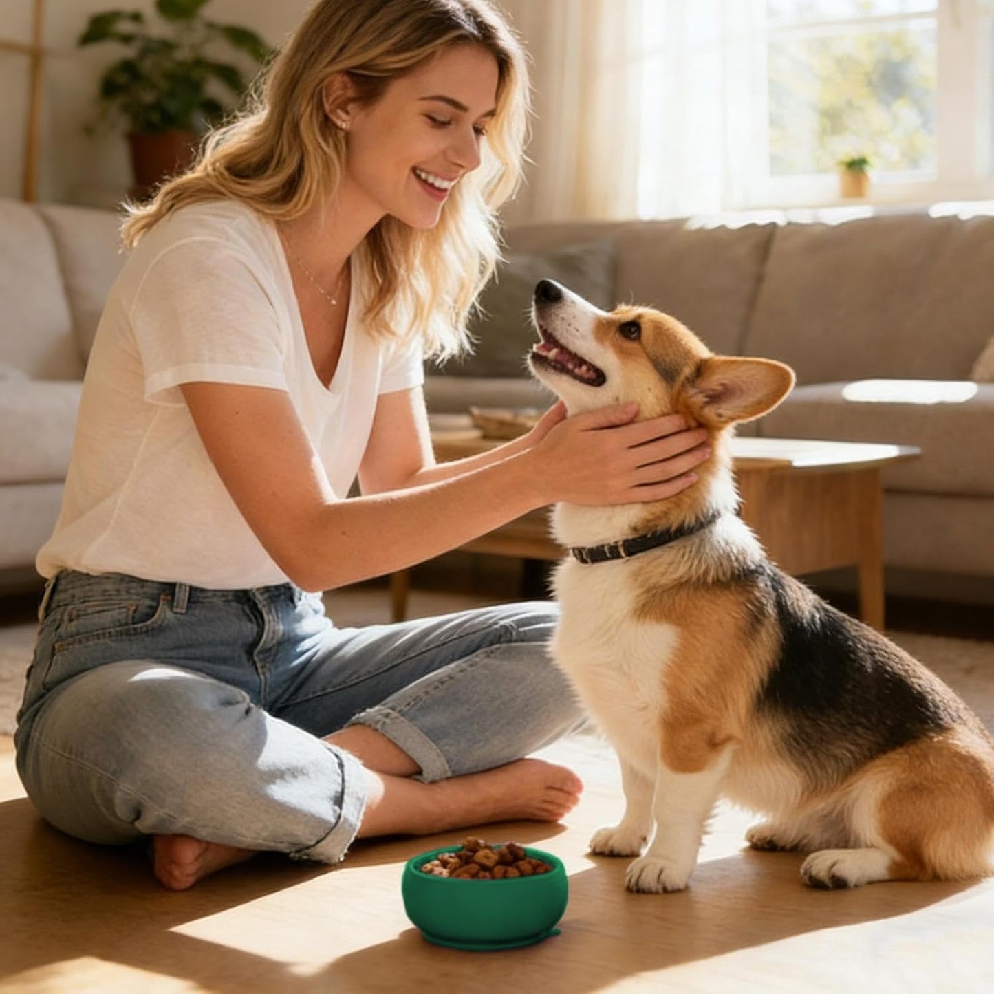 Dog Feeder Bowl, Silicone Anti Choking Base, Slow Feeder Bowl, Silicone Material with Non-Slip Bottom, Pet Feeding Dish with Safe Design, Small Pet Cat Indoor Outdoor Enrichment Feeding Training