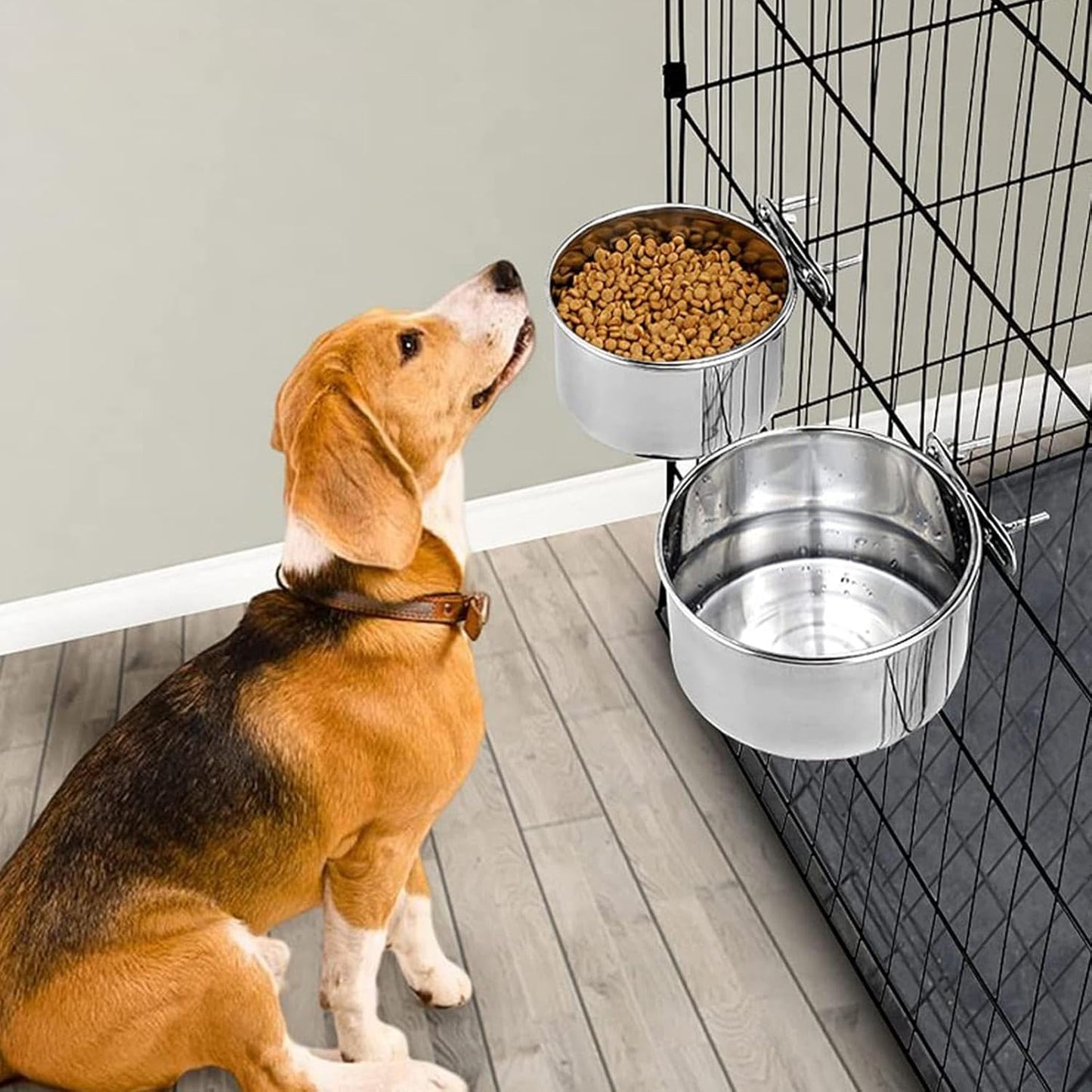 Outdoor Dog Bowl - Stainless Steel Dog Water Bowl | Pets Feeder Small Animal Cup, Wall Mounted Comfort Feeding Bowls for Kennel Crate Cage