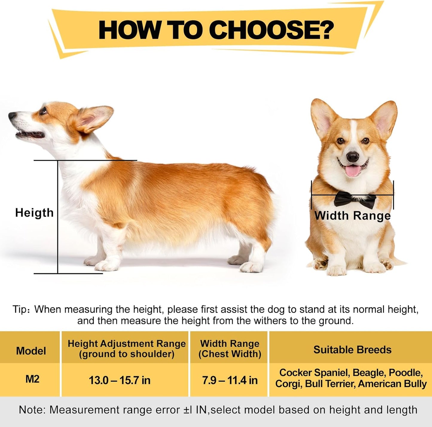 Corgi&Dachshund Dog Wheelchiar - Dog Wheelchair for Back Legs – Lightweight Adjustable Mobility Aid for Medium Dogs - Ideal for IVDD, Arthritis & Injury Recovery