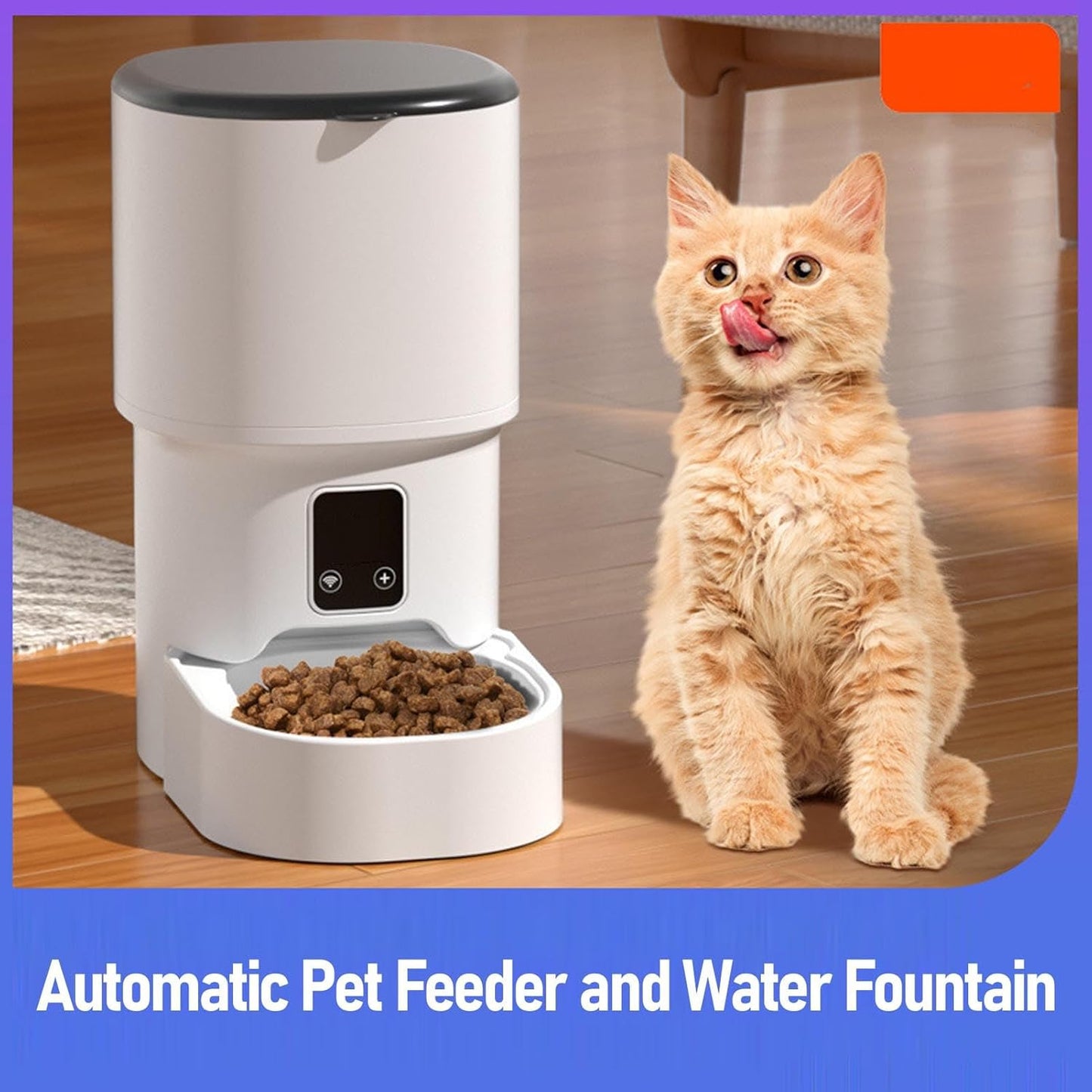 Luqeeg Automatic Cat Feeder, WiFi Smart Large Capacity Food Dispenser Pet Waterer Cat Water Fountain Remote Feeding Machine with Intelligent Recognition for Small Medium Pets Puppy