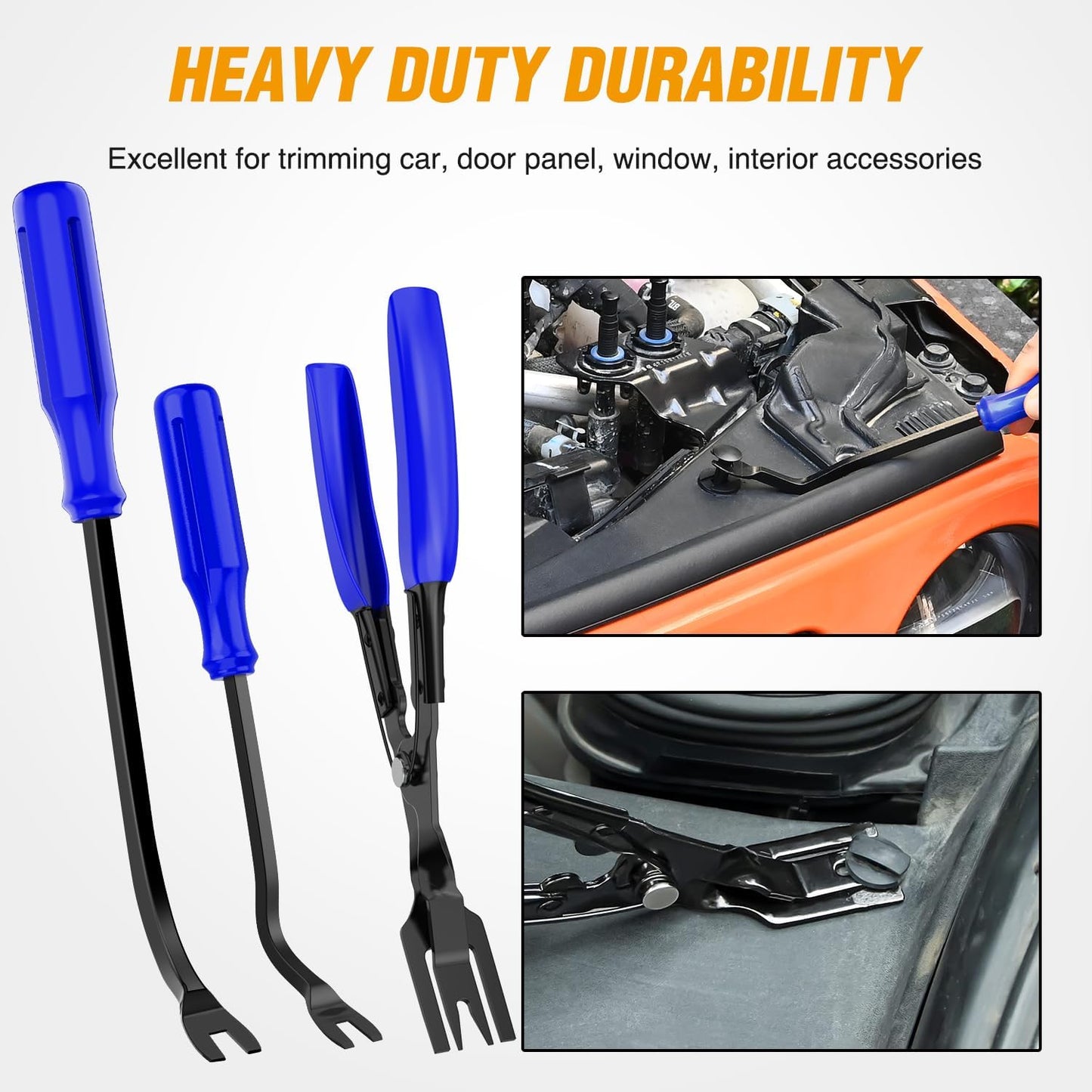 GOOACC 330Pcs Trim Removal Tool, Auto Push Pin Bumper Retainer Clip Set Fastener Terminal Remover Tool Adhesive Cable Clips Pry Kit Car Panel Radio Removal Auto Clip Pliers, Blue