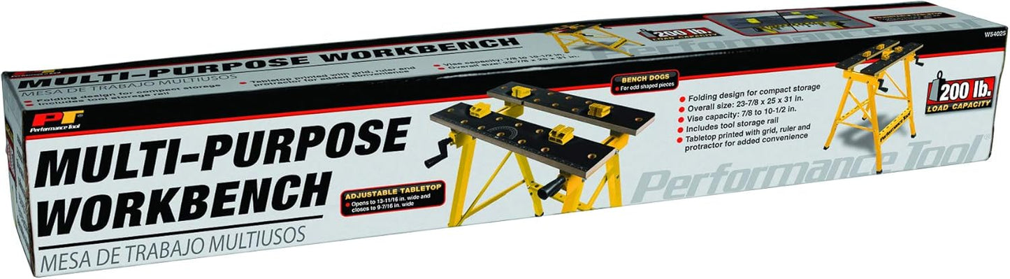 Performance Tool W54025 Portable Multipurpose Workbench and Vise (200 lbs Capacity) , Yellow