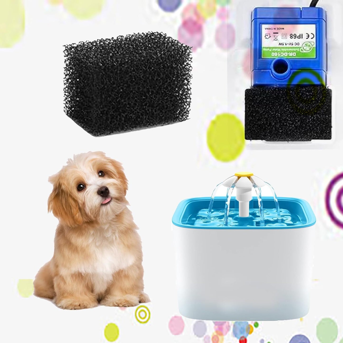 8 Pack Replacement Pre-Filter Sponges for 84oz/ 2.5L Pet Fountain Cat Water Fountain Dog Water Dispenser