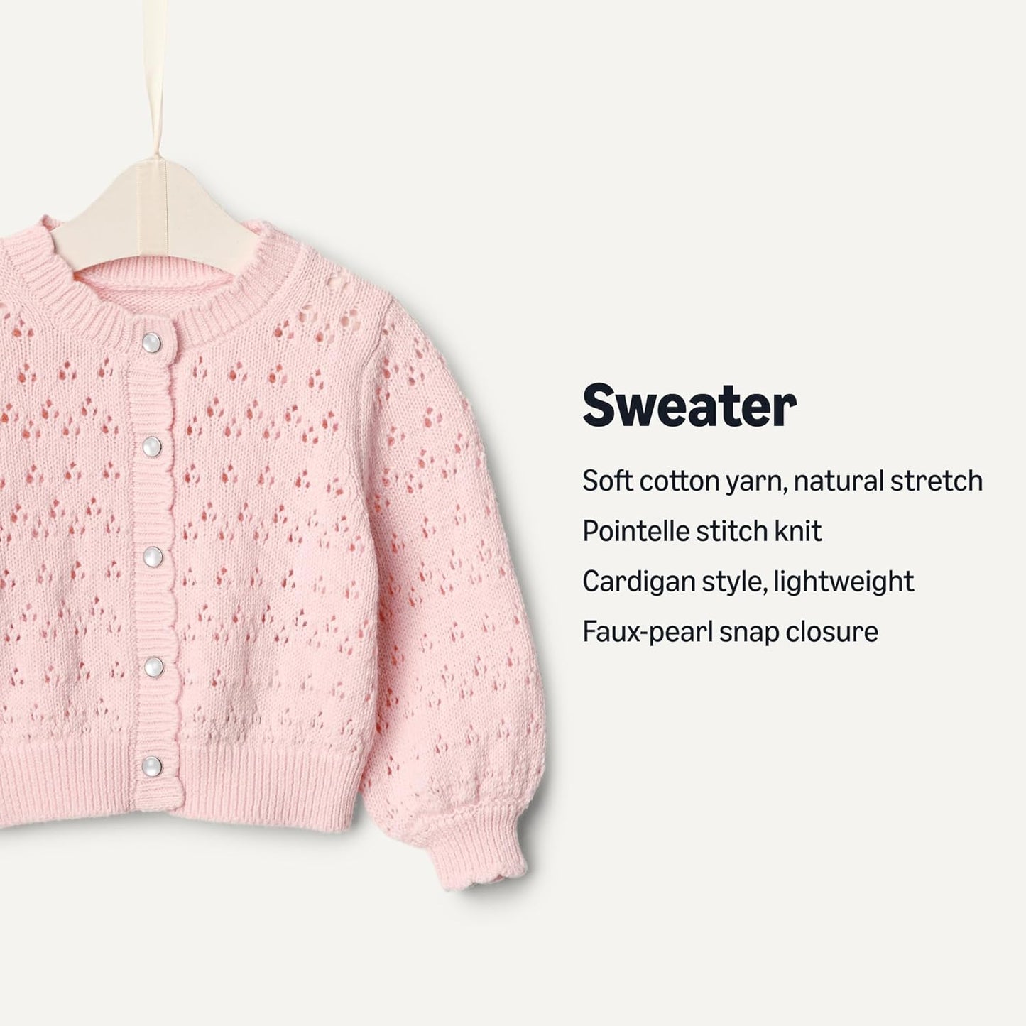 Amazon Essentials x Sofia Grainge Toddler and Baby Girls' Lightweight Cotton Cardigan Sweater