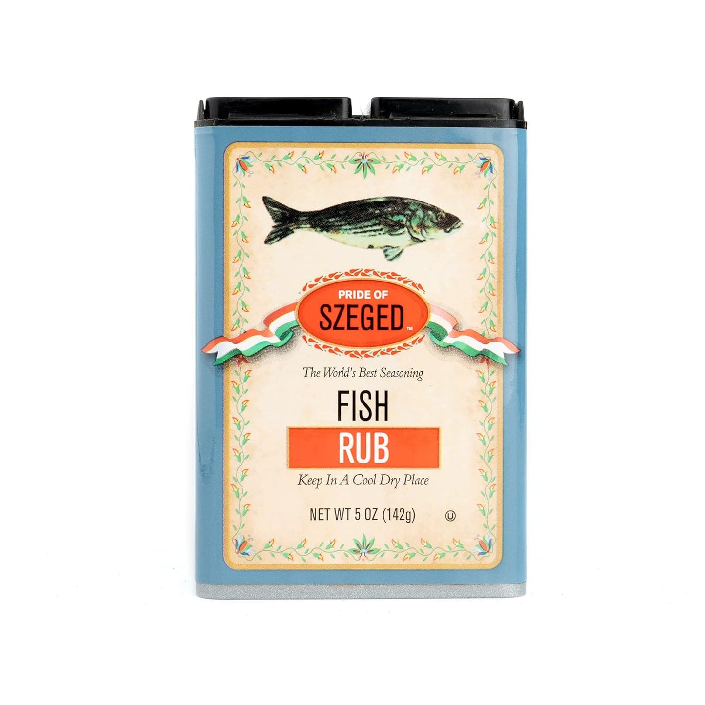 Pride of Szeged Fish Rub, Seafood Herb Seasoning Spice Mix, 5oz. Tin (142g), 1-Count