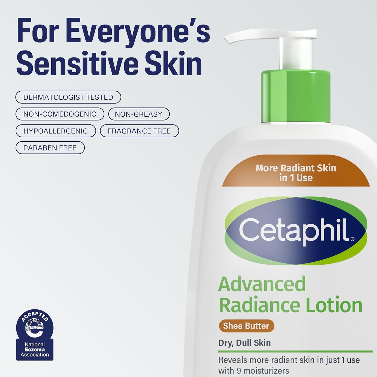 Cetaphil Body Lotion, Advanced Radiance Lotion with Shea Butter for Dry, Sensitive Skin, 16 oz, Pack of 2, Fragrance Free, Hypoallergenic, Non-Comedogenic