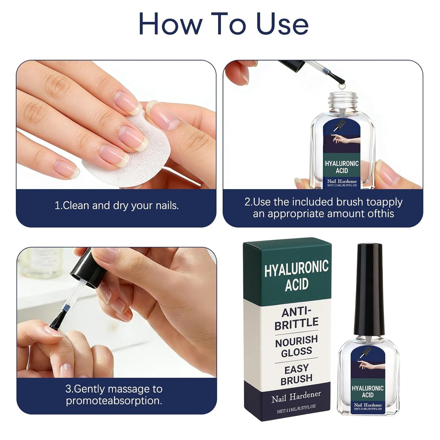 Hyaluronic Acid Nail Care Cuticle Oil, Multi-Purpose Nail Repair, Dry Cuticle Care, Strengthens, Repairs Fast Growth, 2pcs