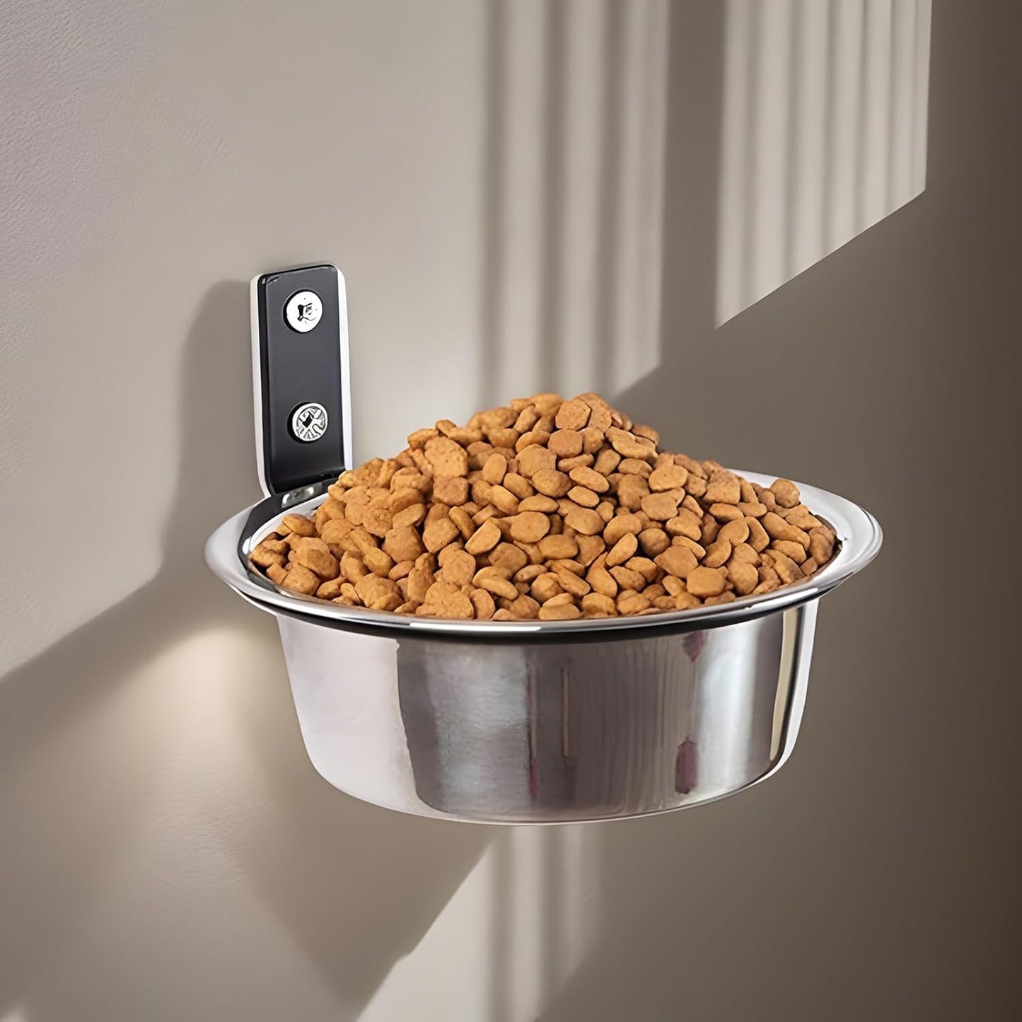 Dog Food Bowl - Wall Mount Dog Bowl Set, 2 Pieces Stainless Steel Elevated Feeder, Foldable Stand Included, Pet Supplies Spill-Proof Use, Cat Dish Puppy Bunny Feeding, Durable Easy Clean Bowls