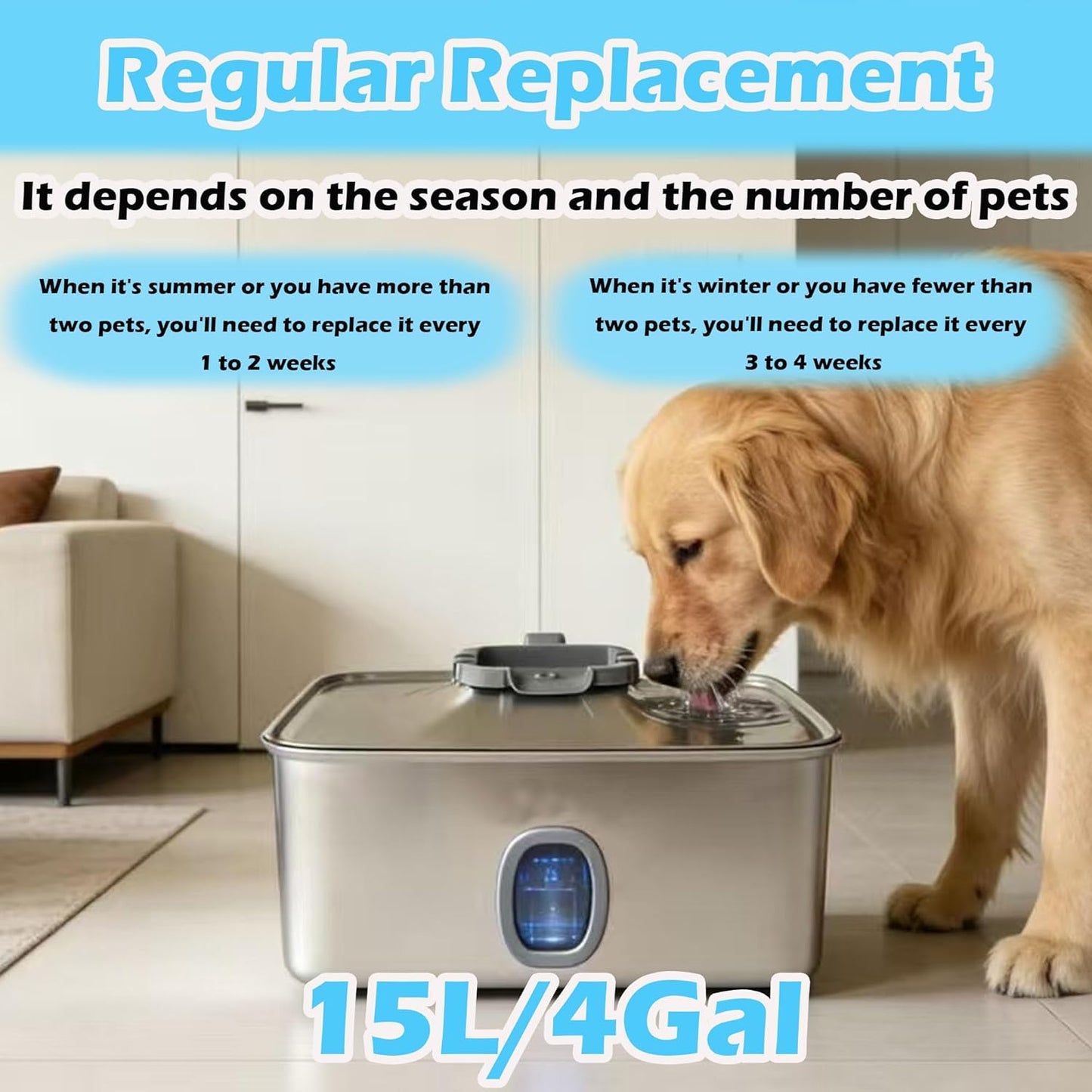 12 Set Dog Water Fountain Filters Replacement Compatible with SIBAYS 4Gal/15L, for Kastty 4Gal/15L Stainless Steel Fountain