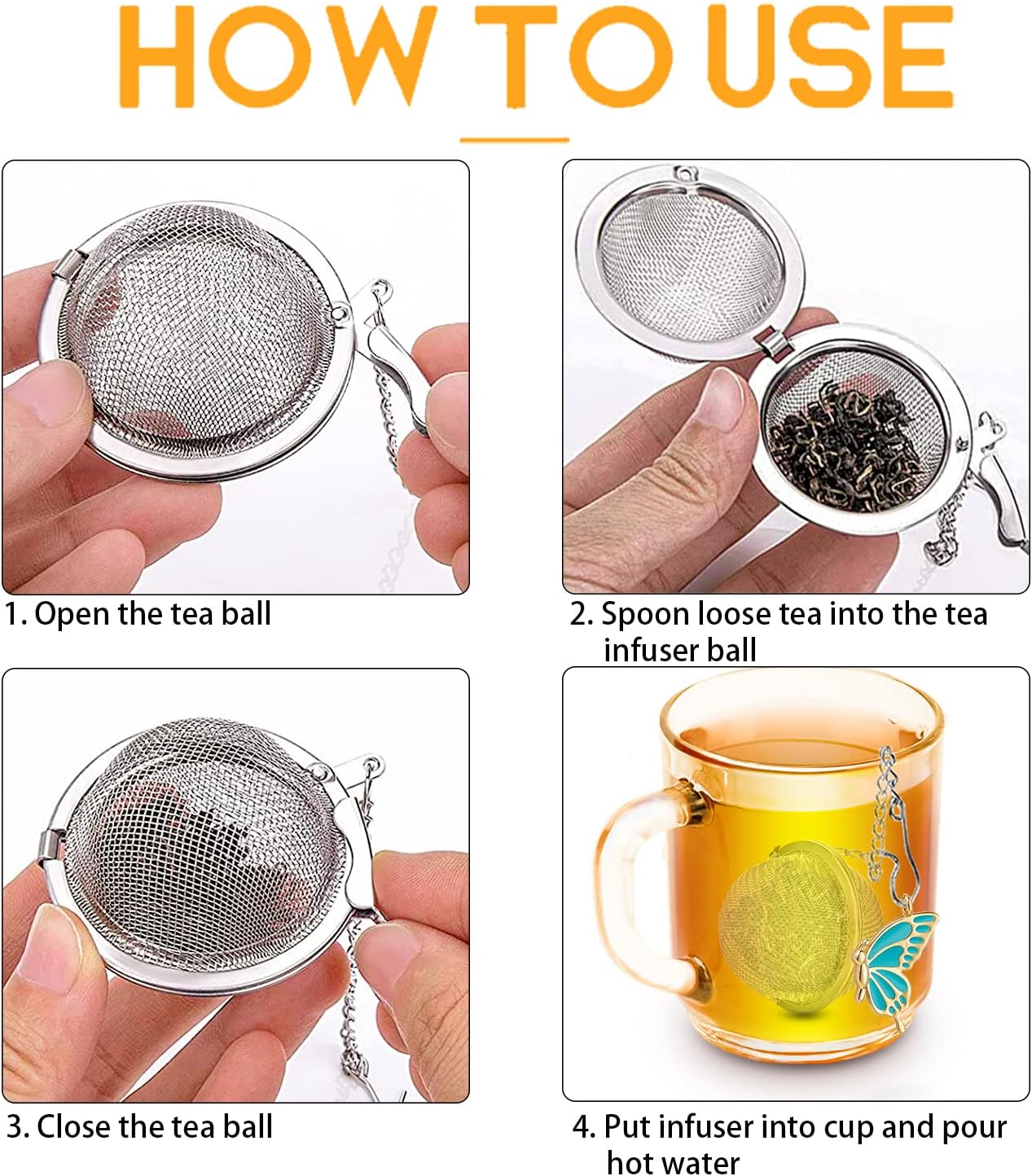 2pcs Tea Steeper for Loose Tea,Tea Infuser Tea Balls for Loose Tea with Charm Handmade Cute Butterfly BFF Pendant Loose Leaf Tea Steeper Tea Strainer for Girls Women Best Friend Gift