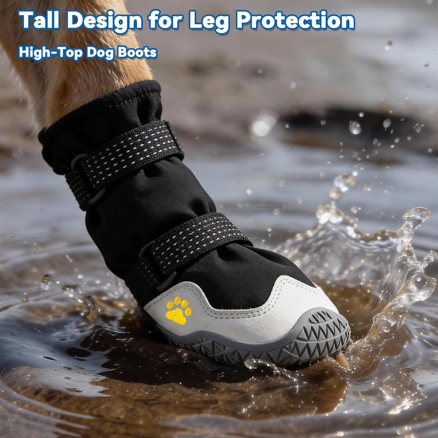 Dog Boots for Winter Snowy Day Water-Resistant Dog Shoes for Small Medium Large Dogs Paw Protectors for Outdoor Hiking Walking (Black, 1# (Width 1.6inch) for 14-23lbs)