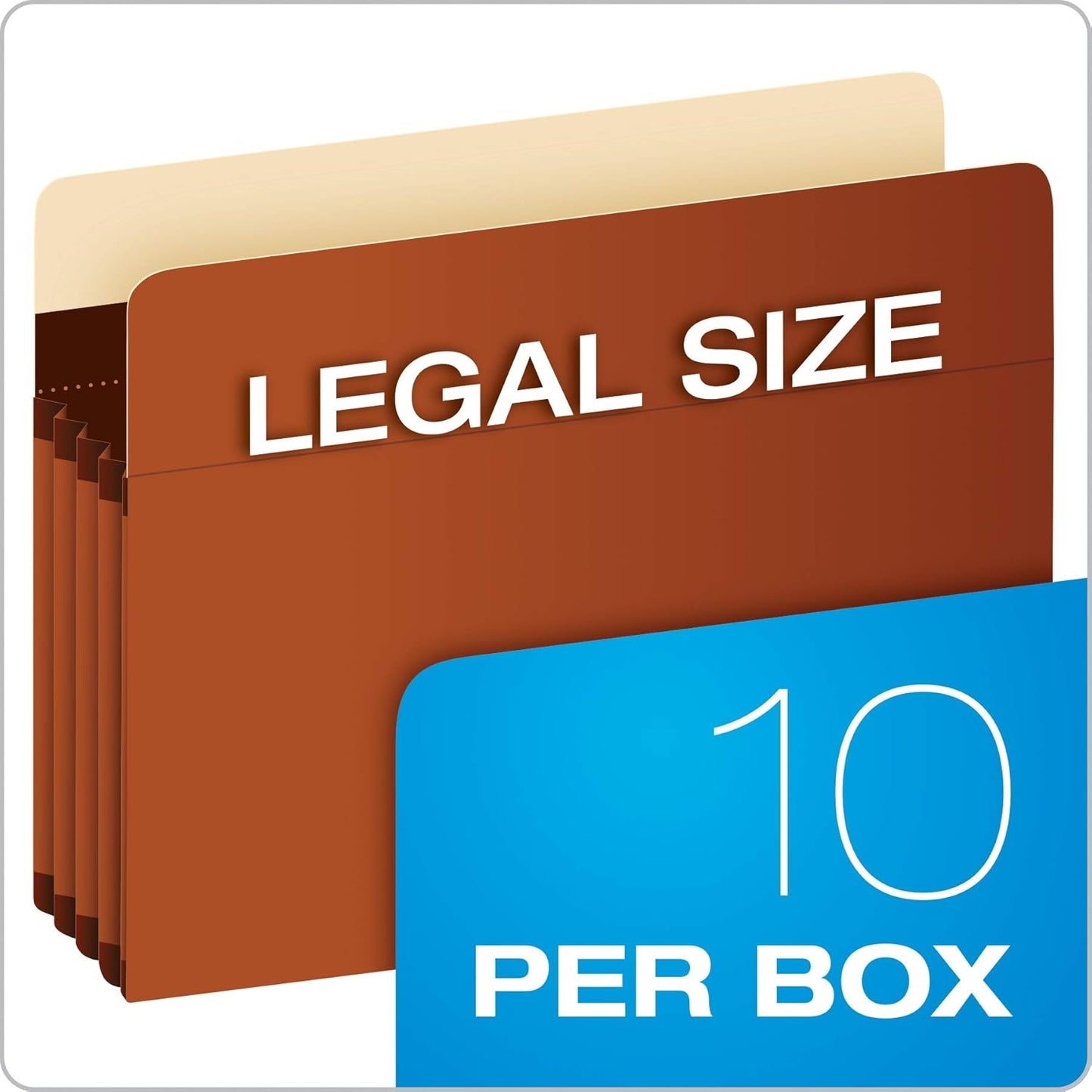 Pendaflex Expanding Accordion File Pockets, Extra Durable, Expands 3.5", Legal Size, Reinforced with Dupont Tyvek Material, 10/Box (15423), Brown