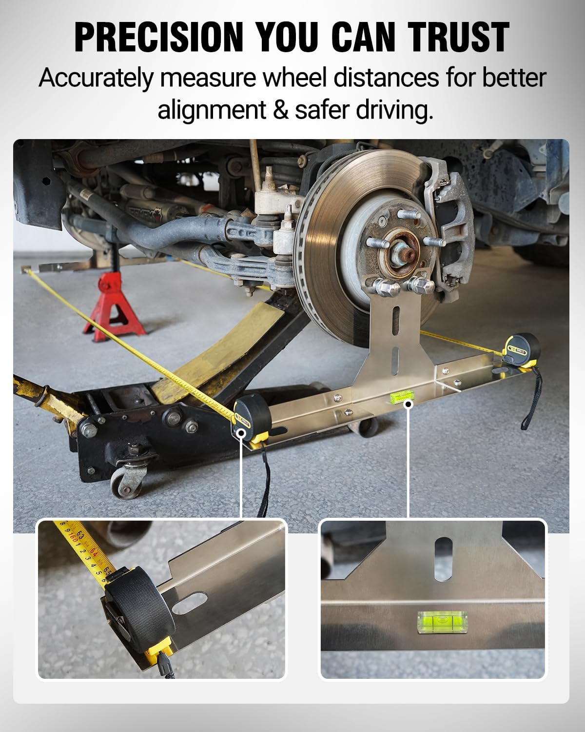 Upgraded Heavy Duty Wheel Alignment Tool Kit with Tape Measures, Stainless Steel Automotive Toe Alignment Tools Hub Stands Balancing Plates for Car Truck SUV (Patent Design)