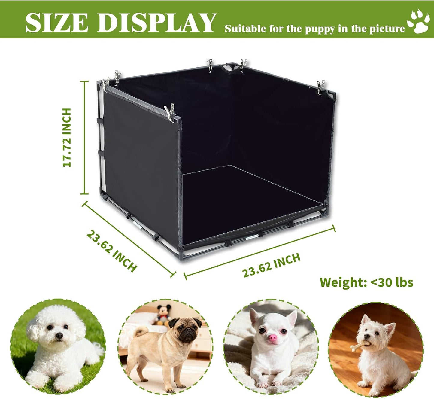 Dog Litter Box Indoor for Small Dogs,Puppy Pee Pad Holder with High Walls(23.62"*23.62"*17.72"),No-Spill Pee Pad Holder with Foldable Pet Toilet,Easy Clean Puppy Litter Box for Dogs (Small)