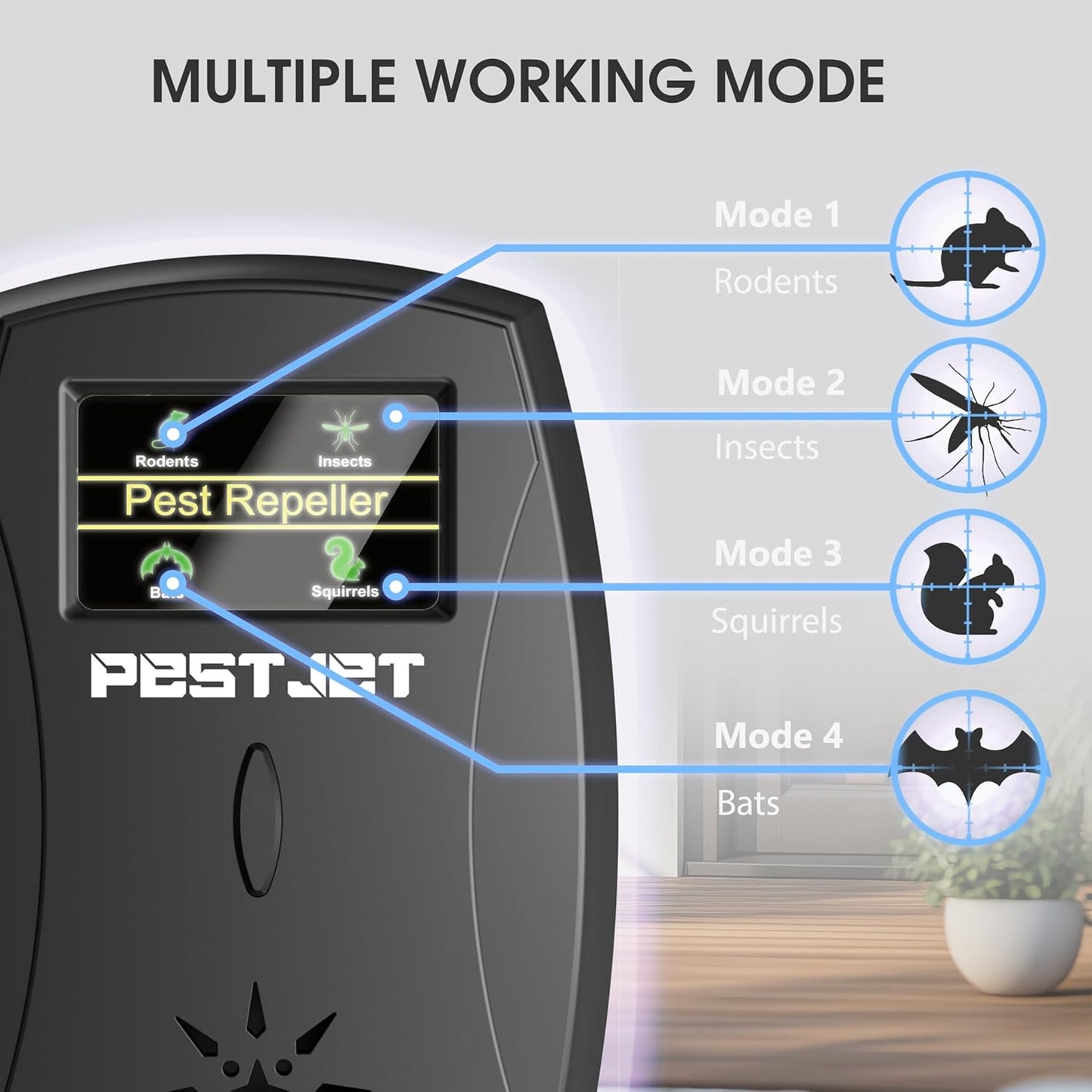 2026 Ultrasonic Pest Repeller Plug-in with LCD – Indoor Outdoor Use – Ultrasonic Electromagnetic Pest Control Device for Mice, Rats, Bats, Squirrels