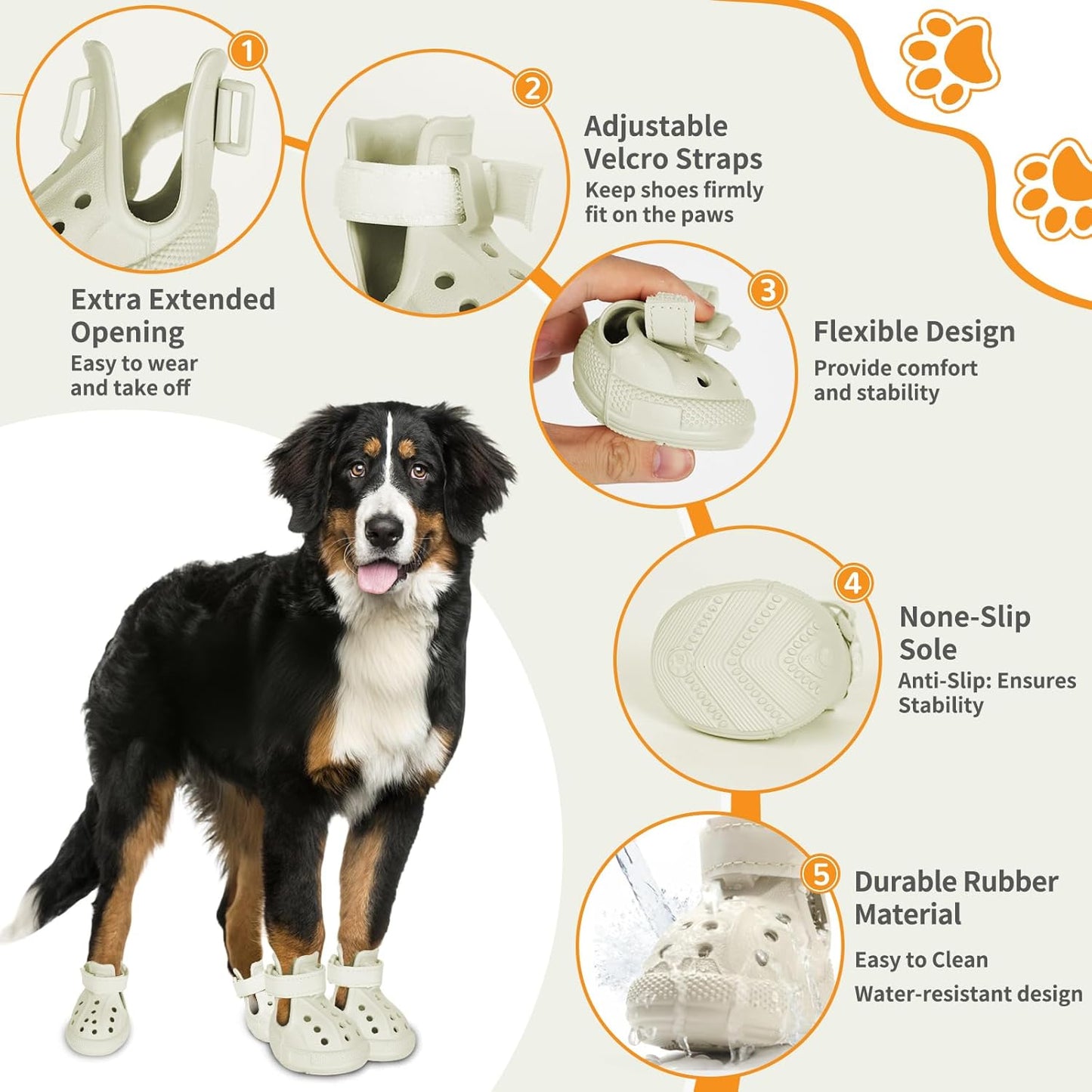 Dog Shoes for Medium Large Size, Breathable Dog Shoe for Hot Pavement, Dog Booties and Paw Protectors, Non-Slip Waterproof Dog Sandals Boots with Reflective for Rain, Summer, Hiking, Snow (Size 4)