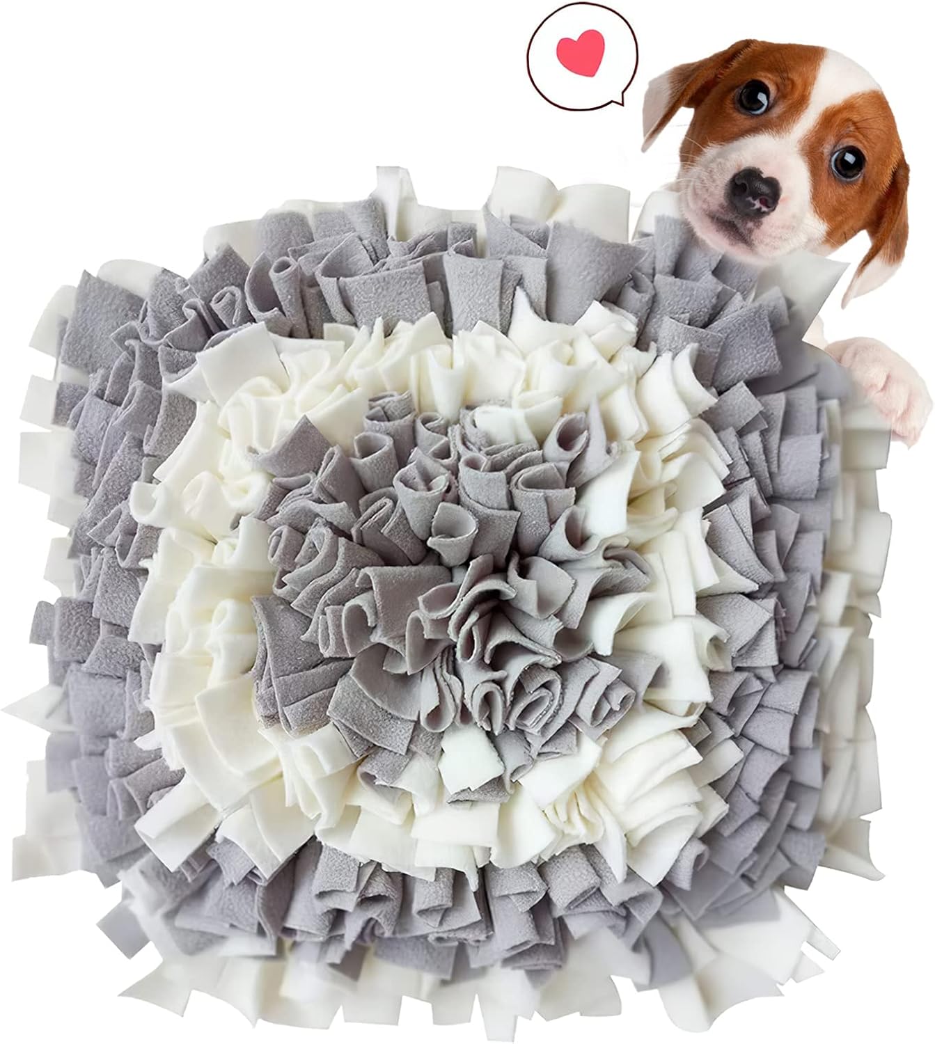 Snuffle Mat, Feeding Mat Blanket Dog Training Mats Feeding Mat Pet Activity Mat, Interactive Dog Toys Encourages Natural Foraging Skills, Perfect for Any Breed (17.7"X17.7")(Grey-White)