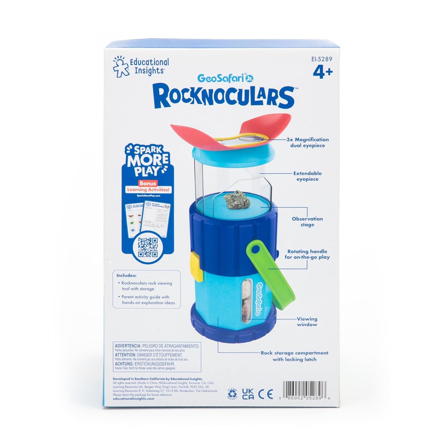 Educational Insights GeoSafari Rocknoculars - Rock Microscope for Kids, STEM Toys and Outdoor Discovery Toys, Portable Handheld Microscope, Science Gifts for Rock Collectors & Kids Ages 4+