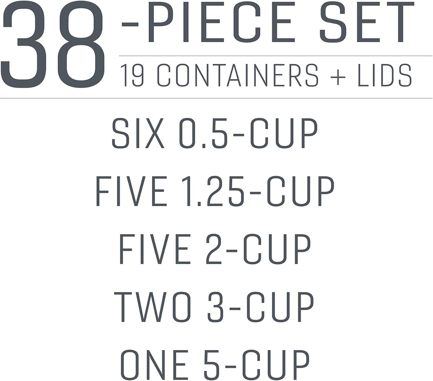 Rubbermaid 38-Piece Food Storage Containers with Snap Bases for Easy Organization and Lids for Lunch, Meal Prep, and Leftovers, Dishwasher Safe, Clear/Blue