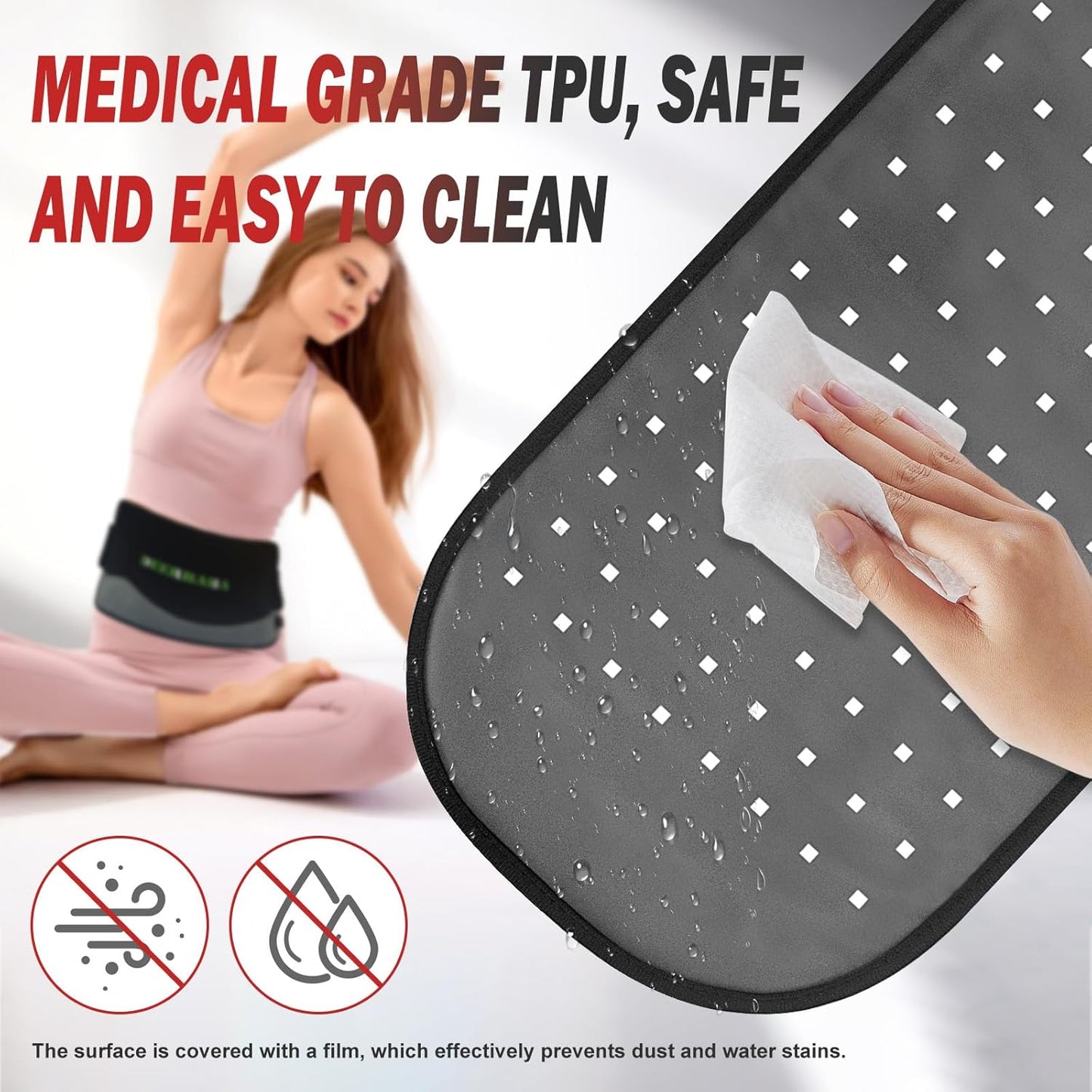 Red-Light-Therapy-for-Body,2026 Upgraded-4 Modes 5 Stage Power Medical-Grade TPU Mat for Body Pain Relief,25"x13"Dual Wavelength Infrared Red Light Blanket LEDs