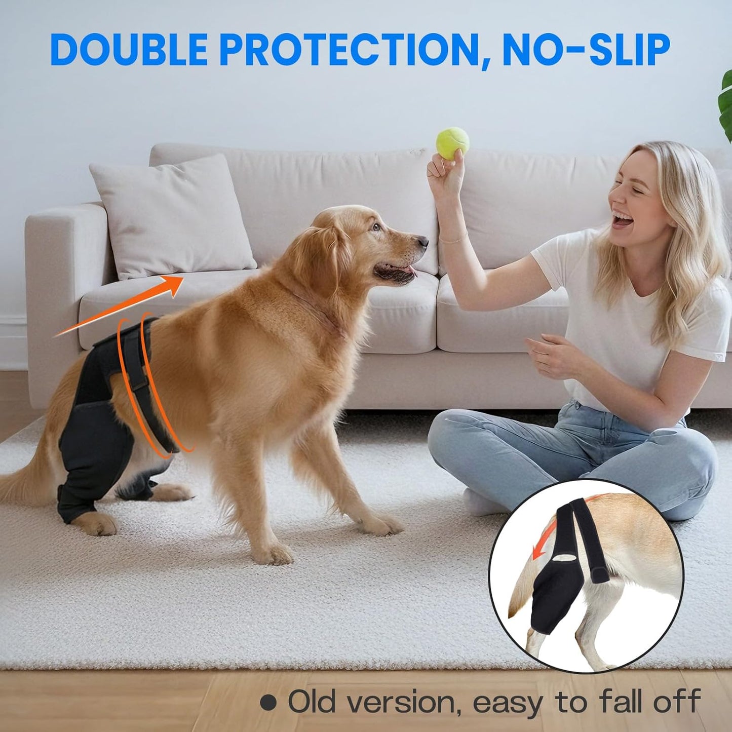 Dog Recovery Sleeve Rear Leg for Stop Licking, Comfortable Back Leg Pants for Wound ACL TPLO After Surgery, Dog Cone Alternative Protective, 2XL