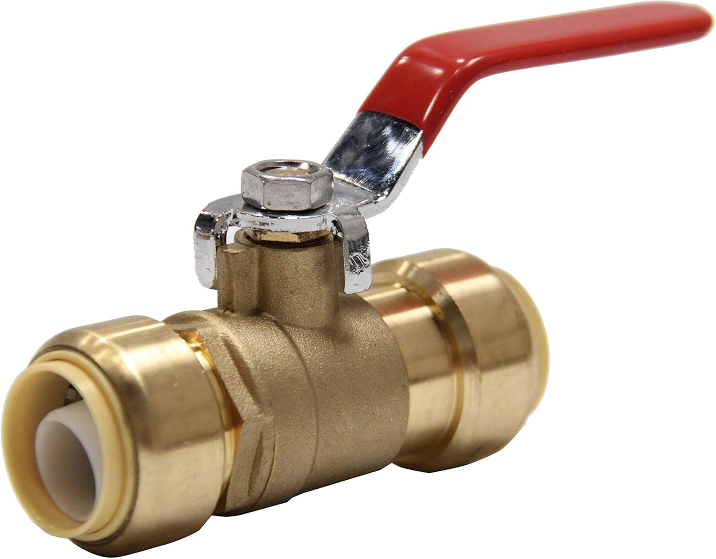 (Pack of 2) EFIELD 1/2 Inch Push-Fit Full Port Ball Valve for Hot and Cold Water with a Disconnect Clip,Brass UPC Certified,(PF-VALVE001)