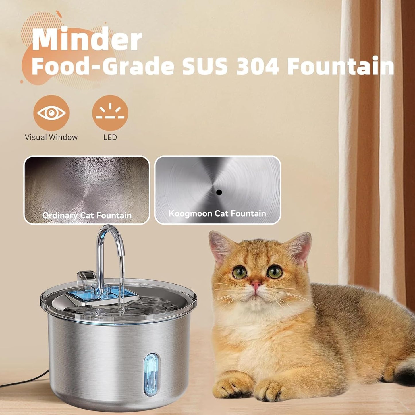 Low Noise Pet Water Dispenser for Cats and Dogs Automatic Fountain with Big Capacity Drinking Fountain for Multiple