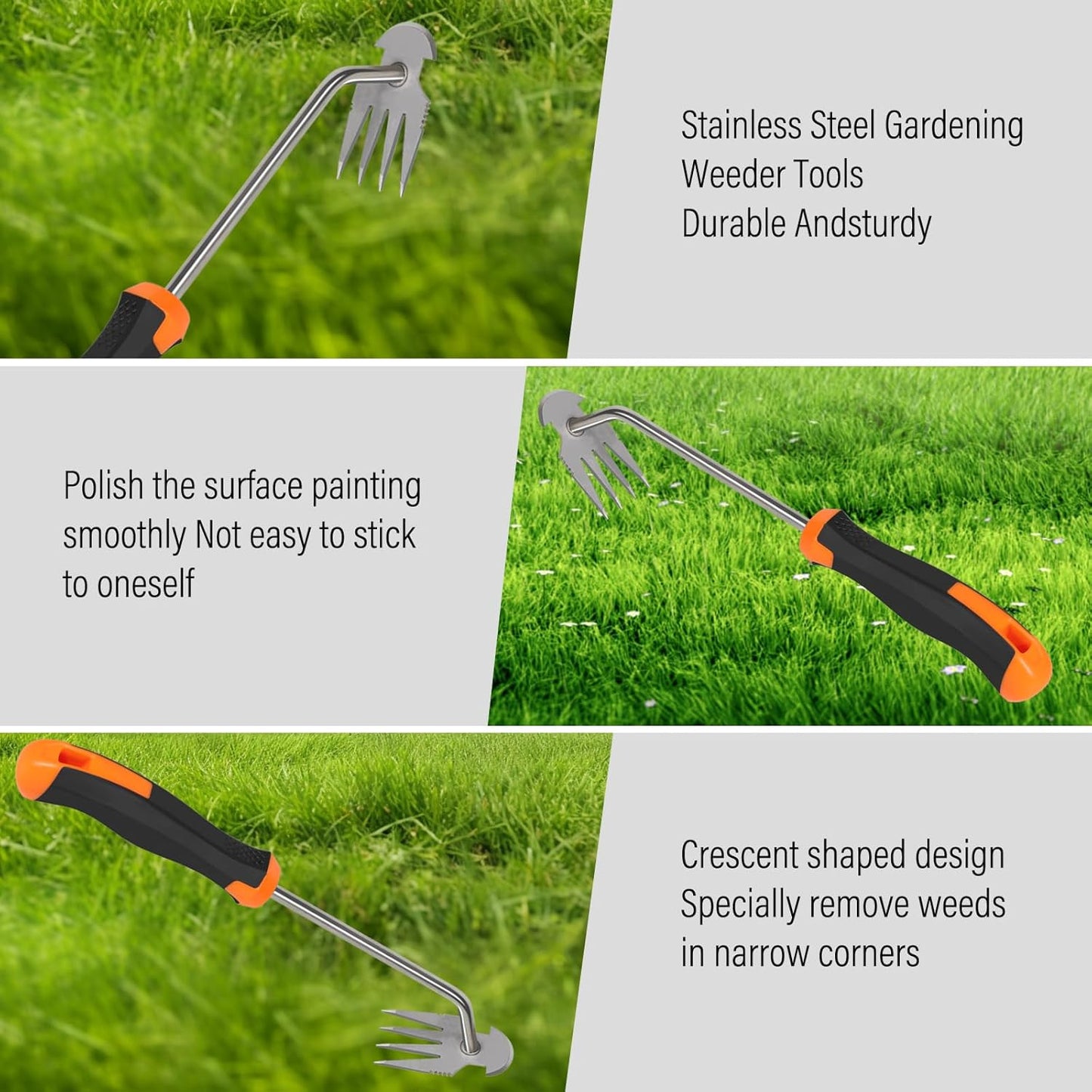 Weed Remover Tool,Portable Garden Weeder Tool,New Gardening Weeding Tools,for Garden Hand Tools for Vegetable Gardening Backyard Farm Planting & Uprooting Weeding Tool (Rubber Handle)
