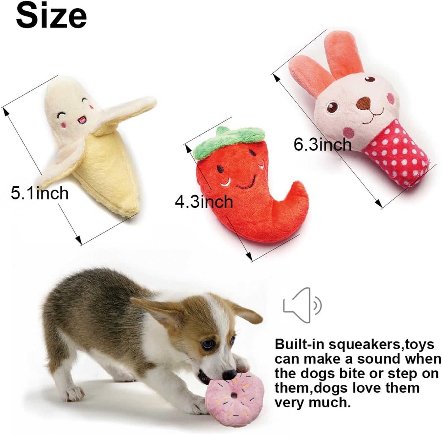 9 Pack Small Dogs Puppy Squeaky Dog Toys,Cute Variety Colors Designs to Bite Anytime, for Small Dogs