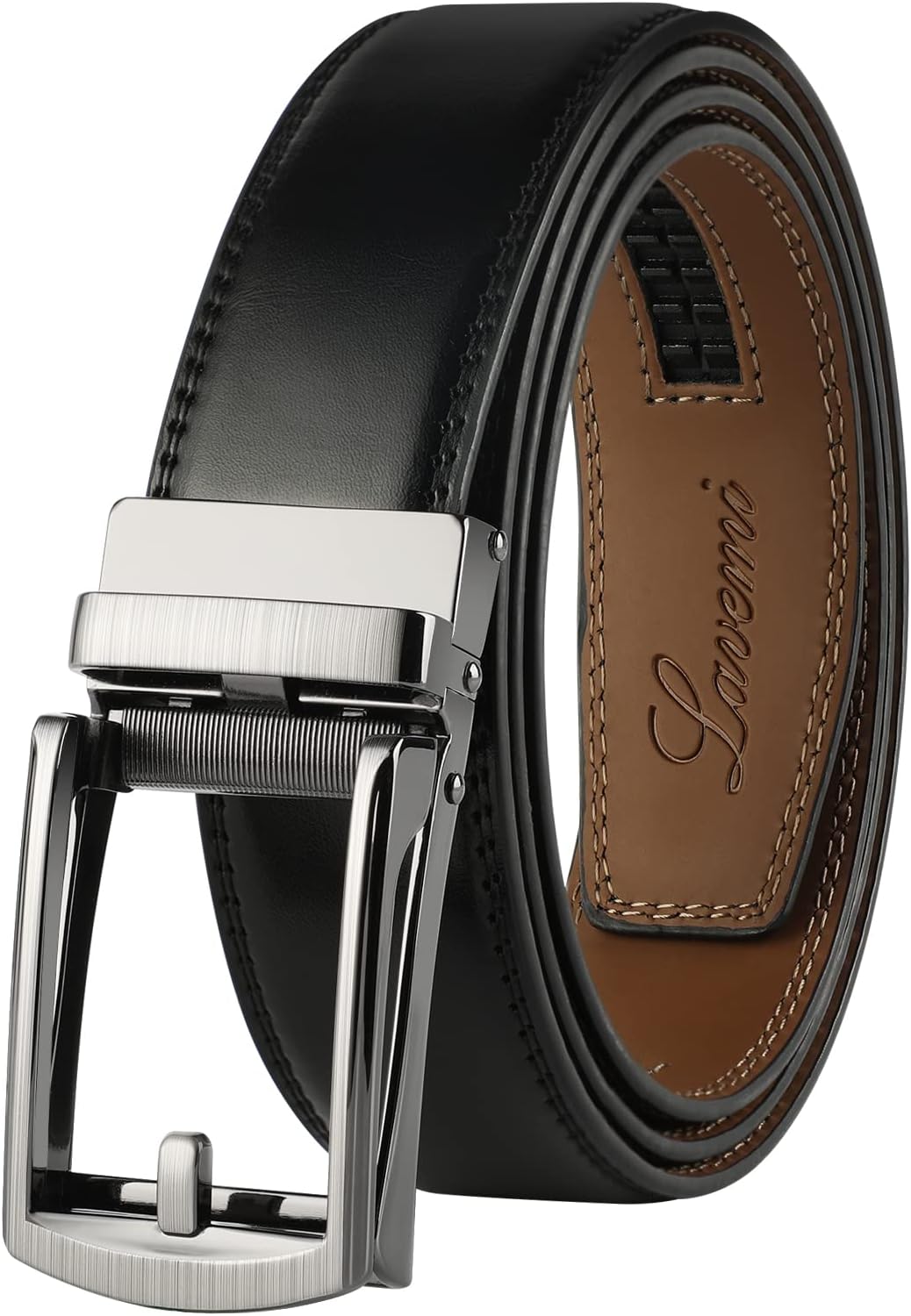 Lavemi Men's Real Leather Ratchet Dress Casual Belt, Cut to Exact Fit,Elegant Gift Box