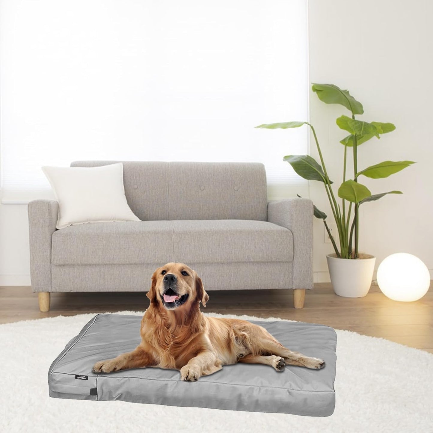 Dog Bed Covers Replacement Washable, Waterproof Removable Canvas Pet Bed Cover for Dog/Cat with Zipper, 34x22x3.5 Inches (Gray)