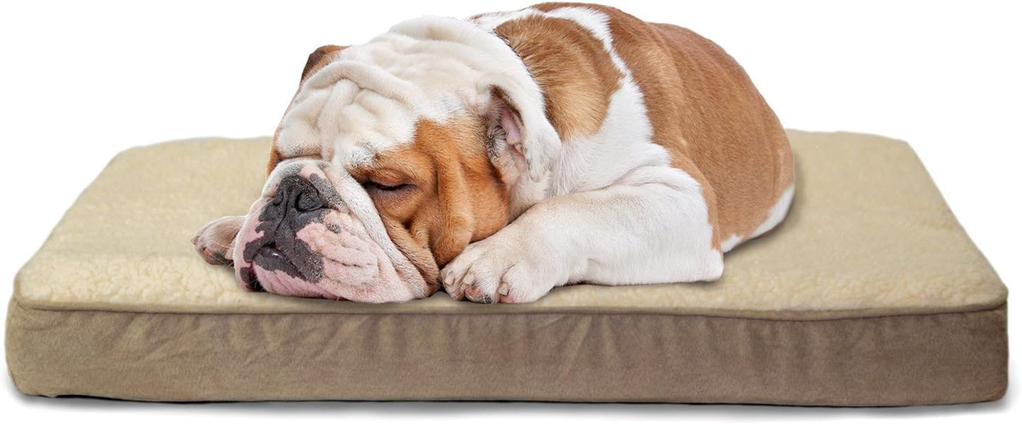 Furhaven 소형견을 위한 메모리 폼 강아지 침대, 탈착식 세탁 가능한 커버 포함, 최대 9.1kg(20파운드)의 강아지용 - 셰르파 및 스웨이드 매트리스 - 에스프레소, 스몰