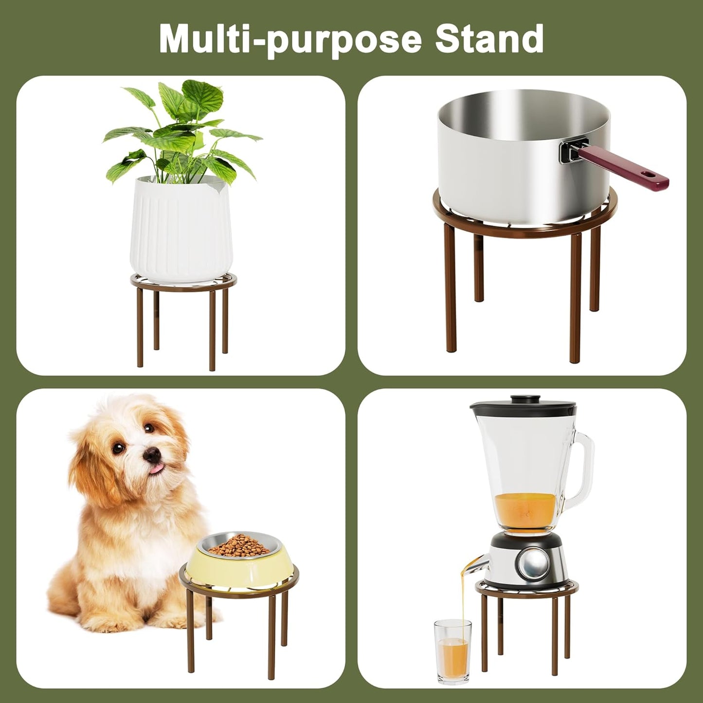 Plant Stand Plant Holder -7.9 x 7.9 x 5.9 inches Plant Riser for Garden Courtyard, Heavy Duty Flower Stand for Multiple Plant Indoor or Outdoor, Brown.